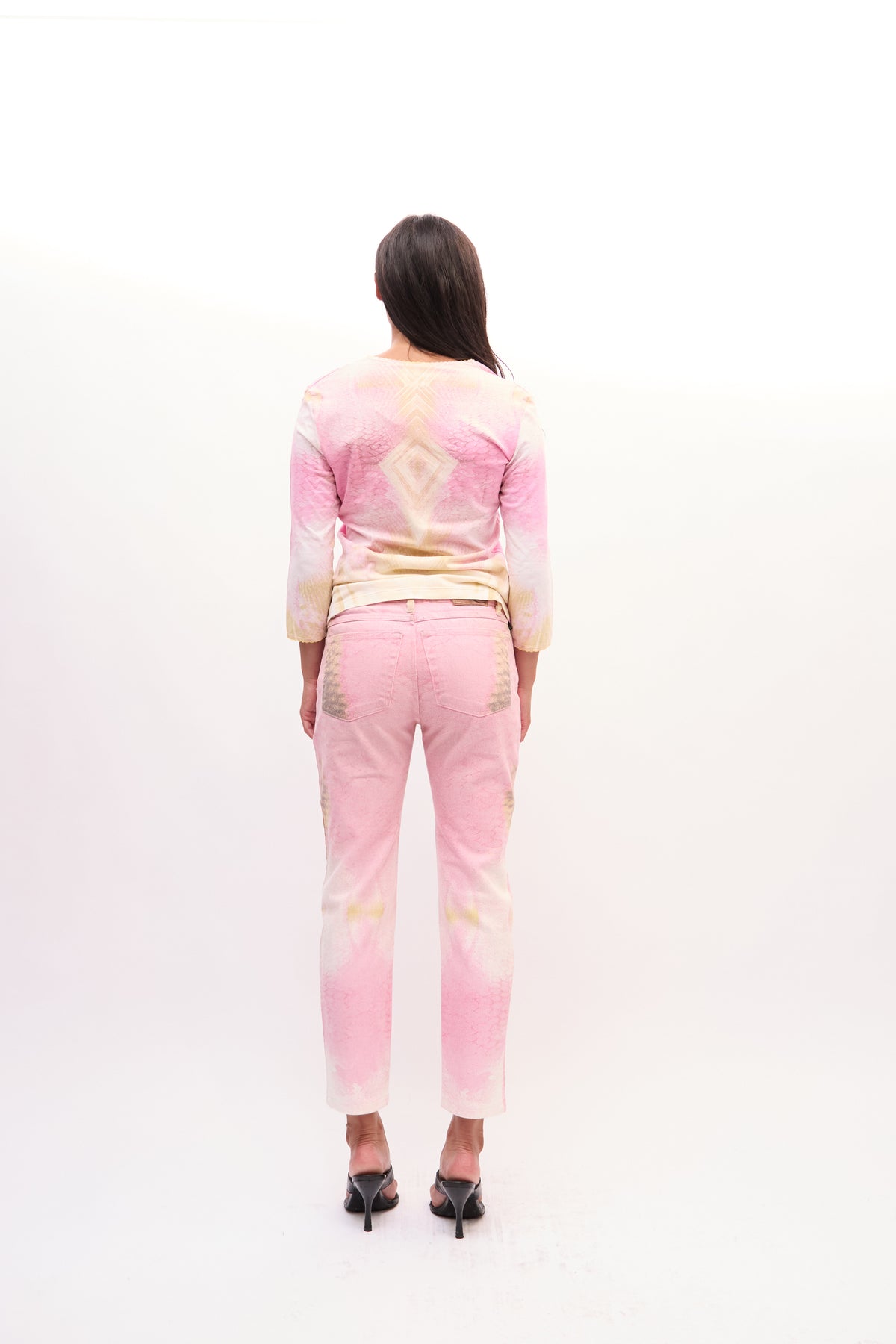 2000’s Just Cavalli Pink Snakeprint Top Jeans Set