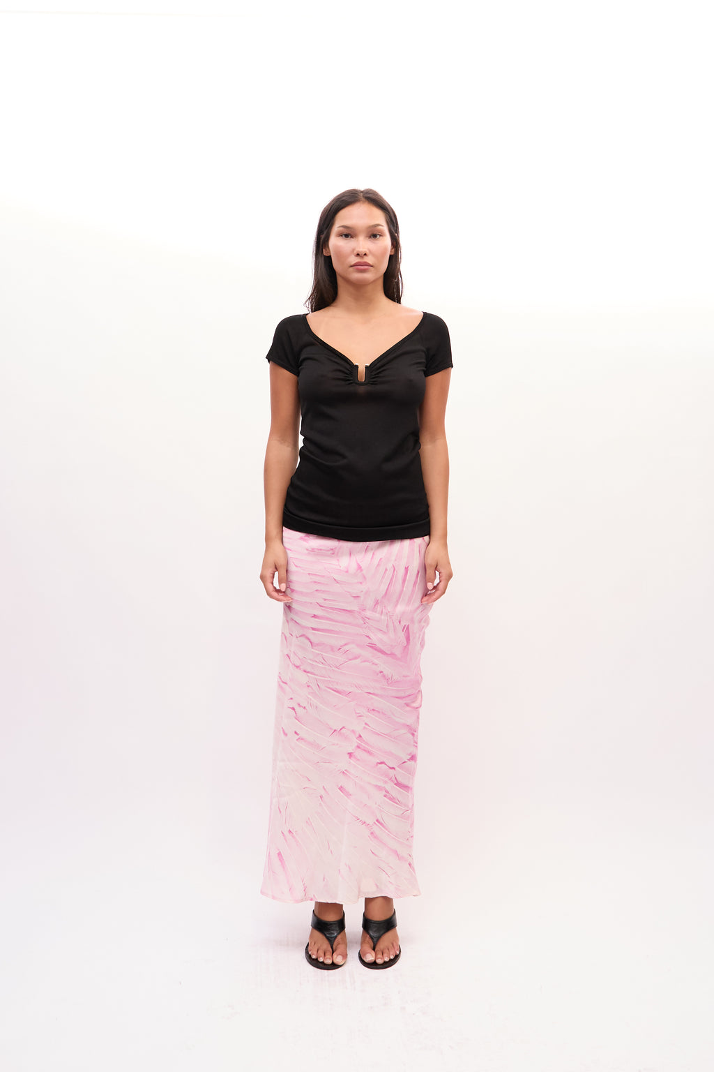 2000s Roberto Cavalli Pink Feathered Print Silk Skirt