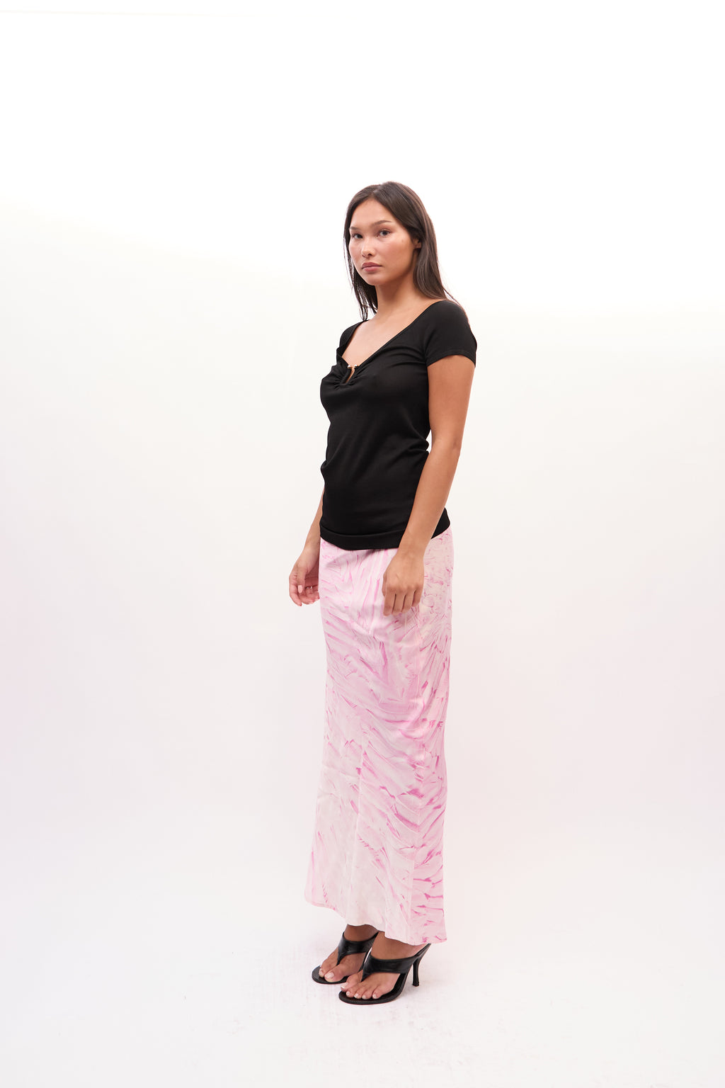 2000s Roberto Cavalli Pink Feathered Print Silk Skirt