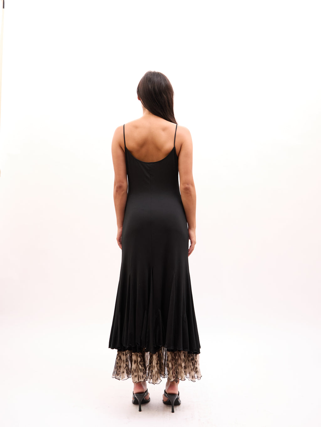 2000s Just Cavalli Black Leopard Print Cowl Neck Dress