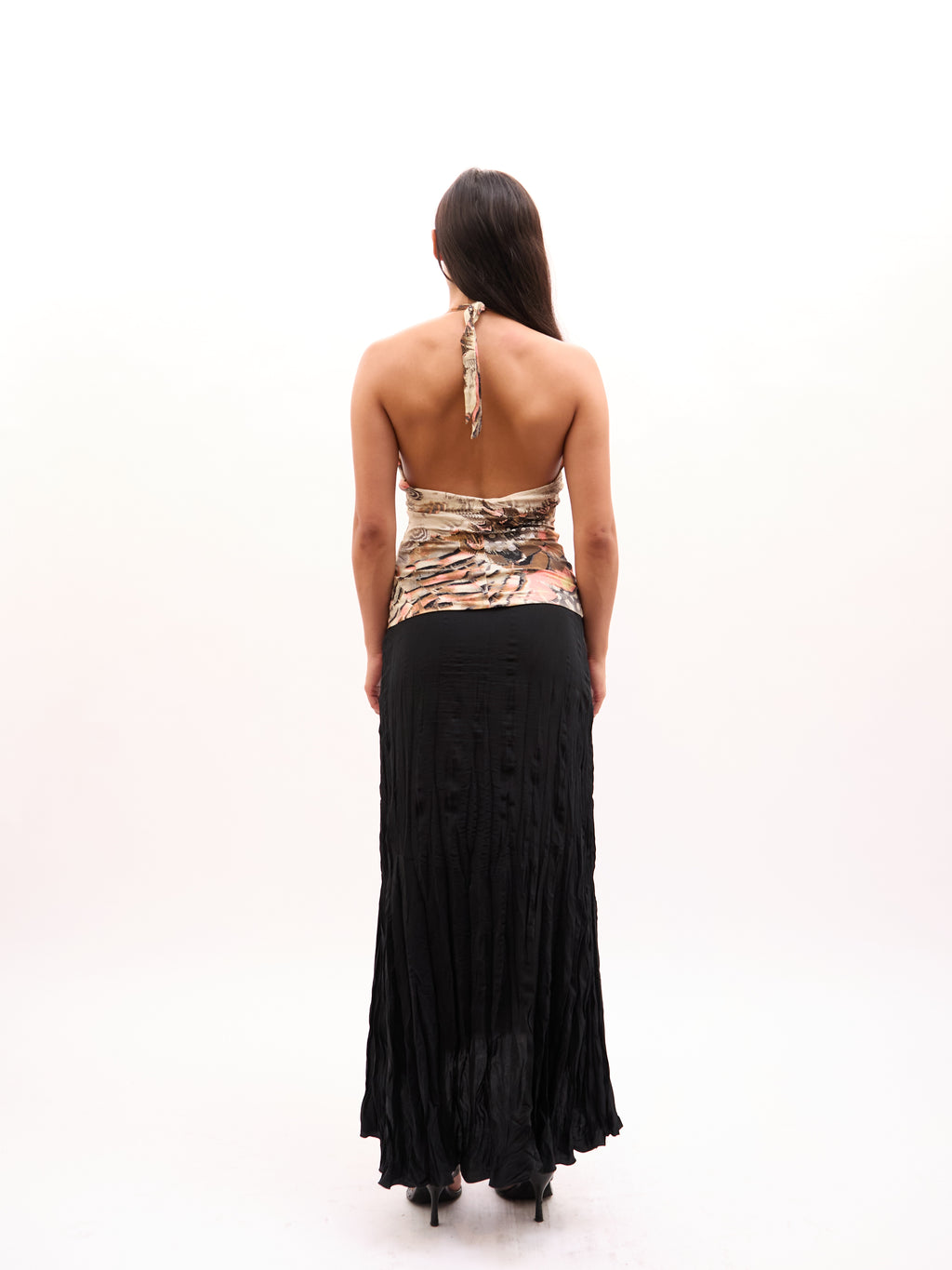 2000s Roberto Cavalli Multicolor Butterfly And Feather Print Halter Top [ONLY]