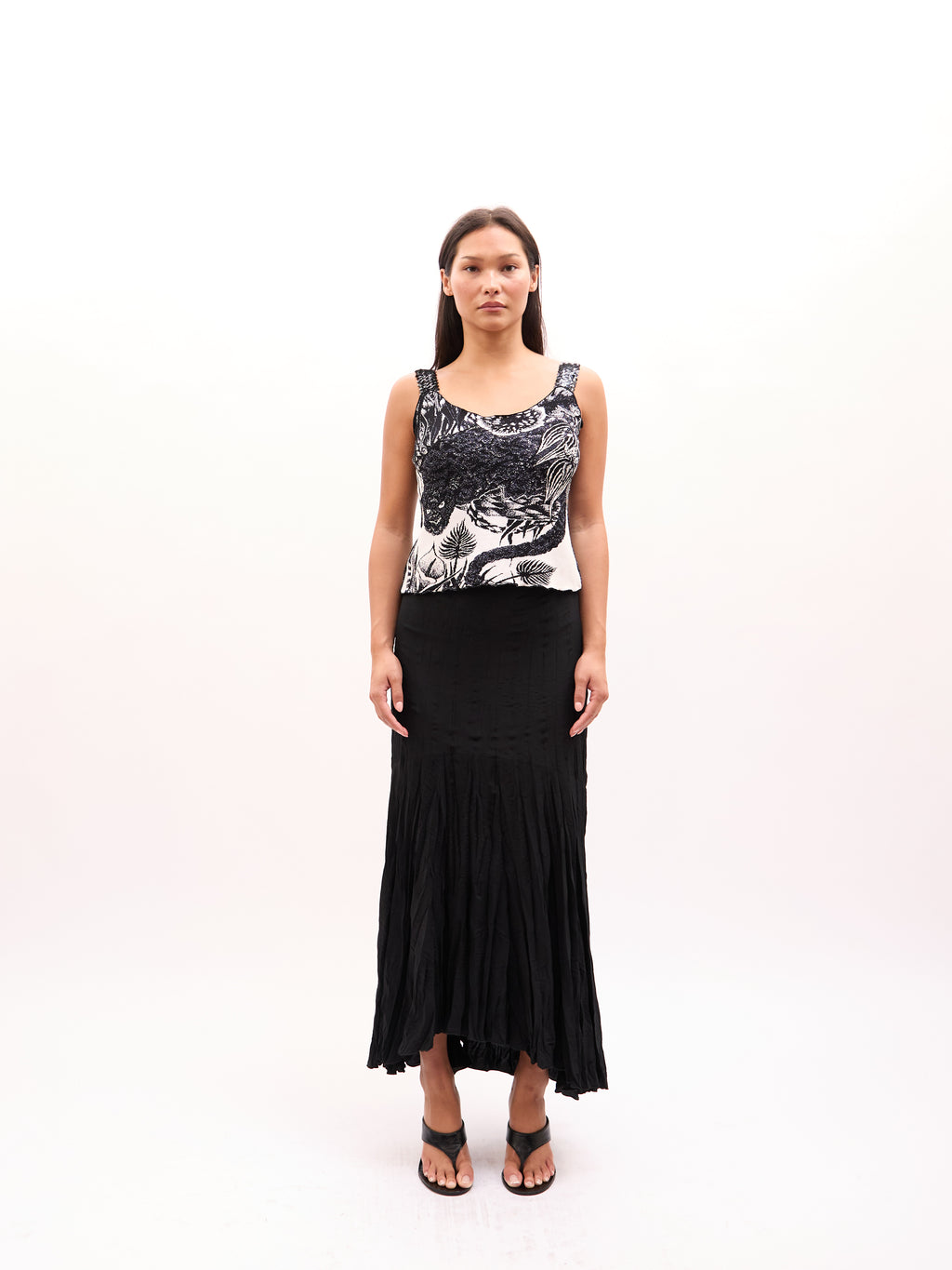 2000s Just Cavalli Black Sequin Knit Printed Tank [ONLY]