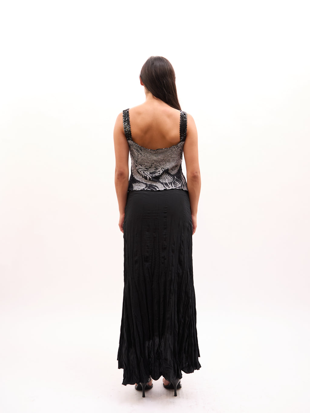 2000s Just Cavalli Black Sequin Knit Printed Tank [ONLY]