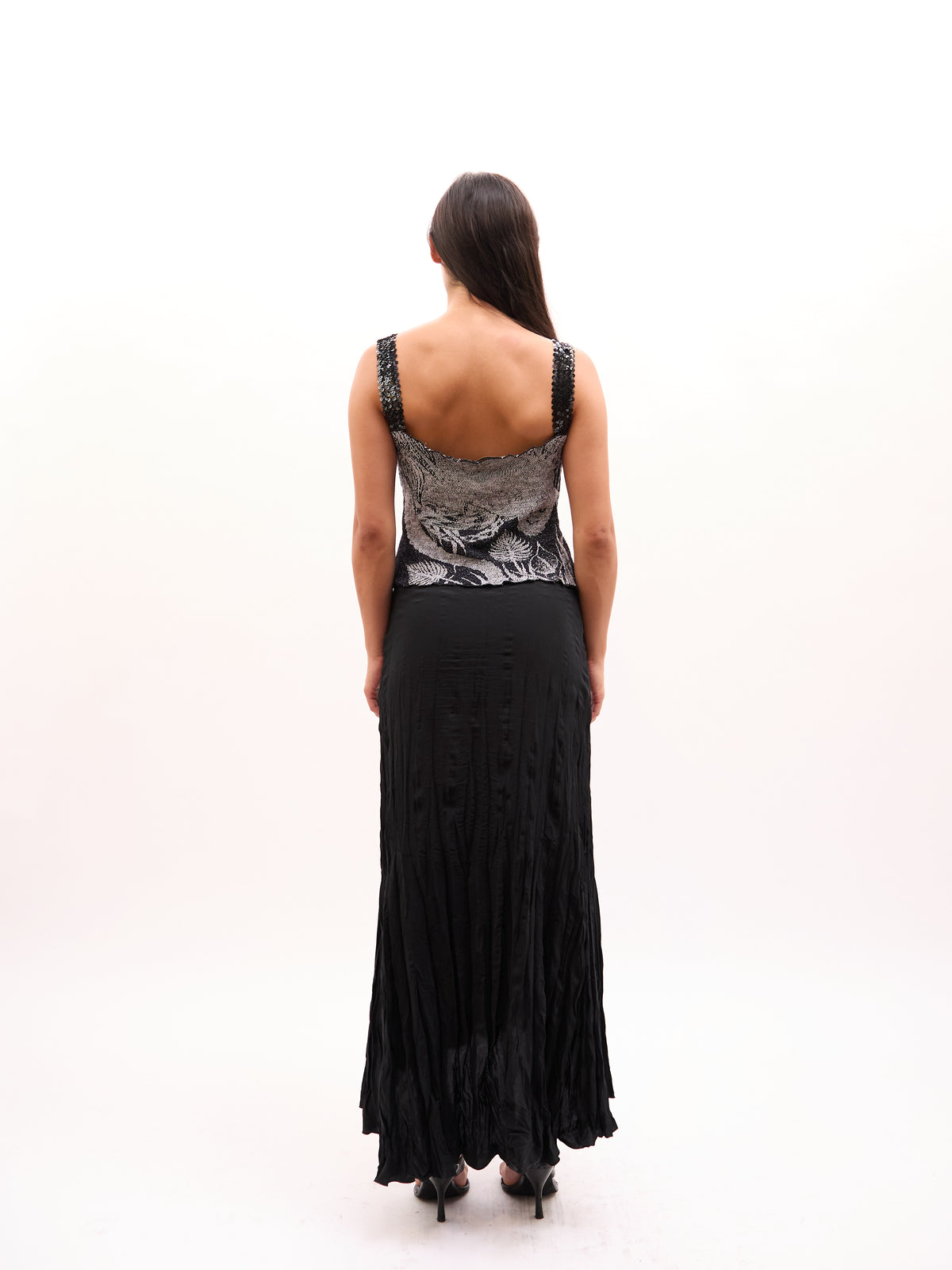 2000s Just Cavalli Black Sequin Knit Printed Tank [ONLY]