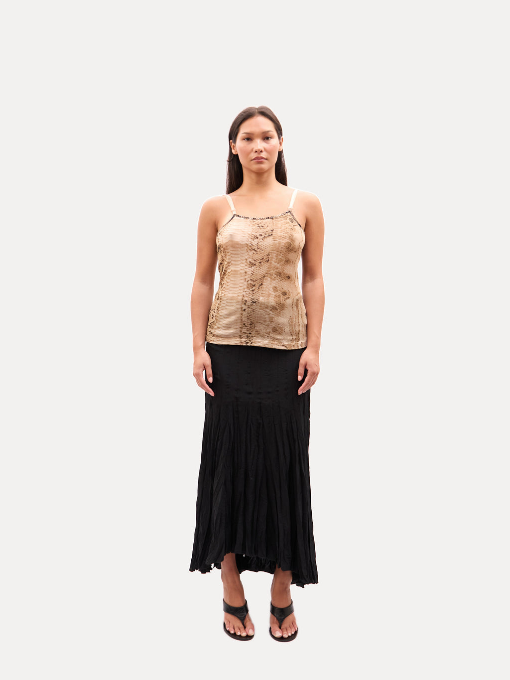 2000s Just Cavalli Gold Snake Print Tank