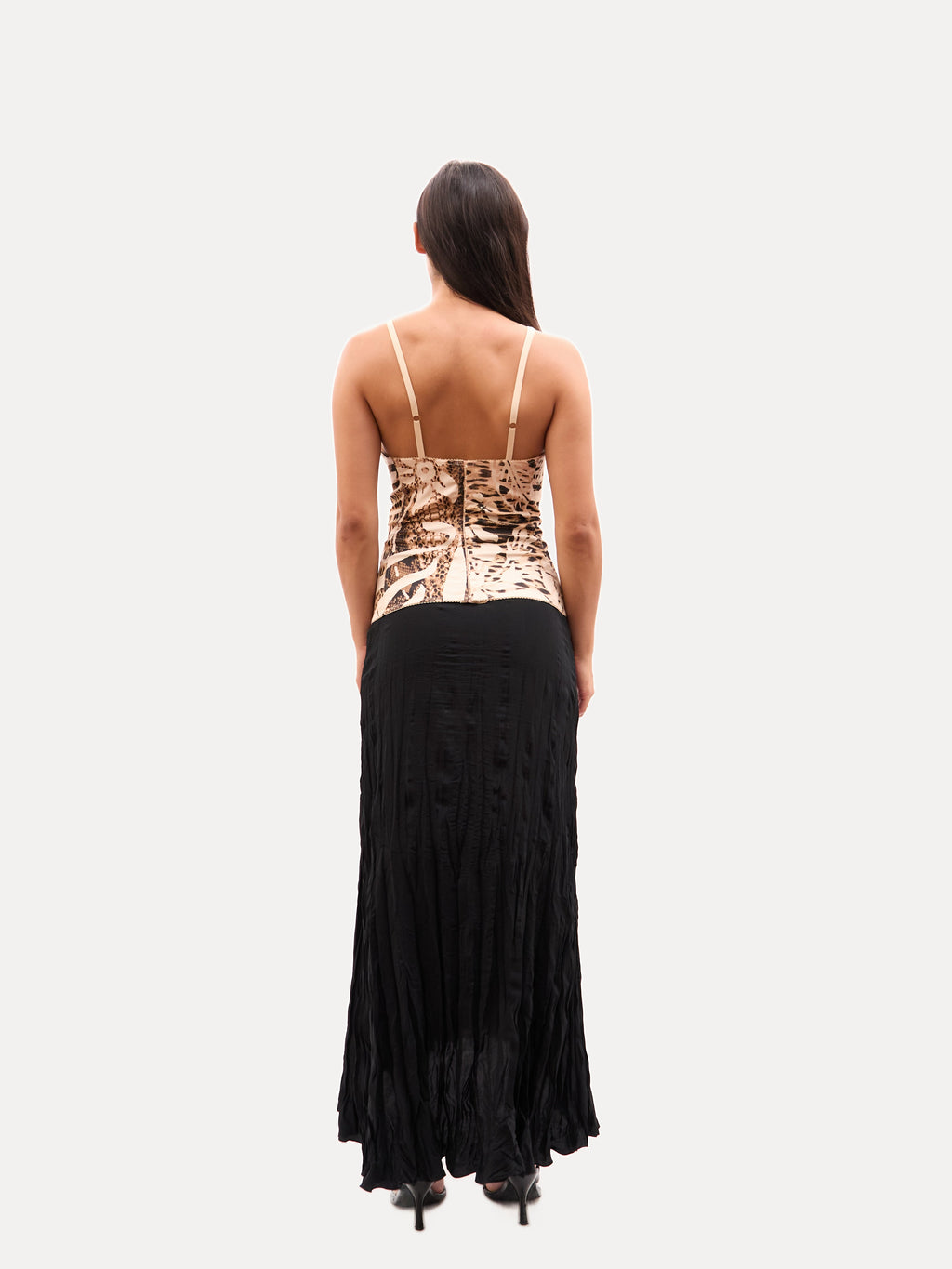 2000s Cavalli Class Beige Snake Print Bustier Top