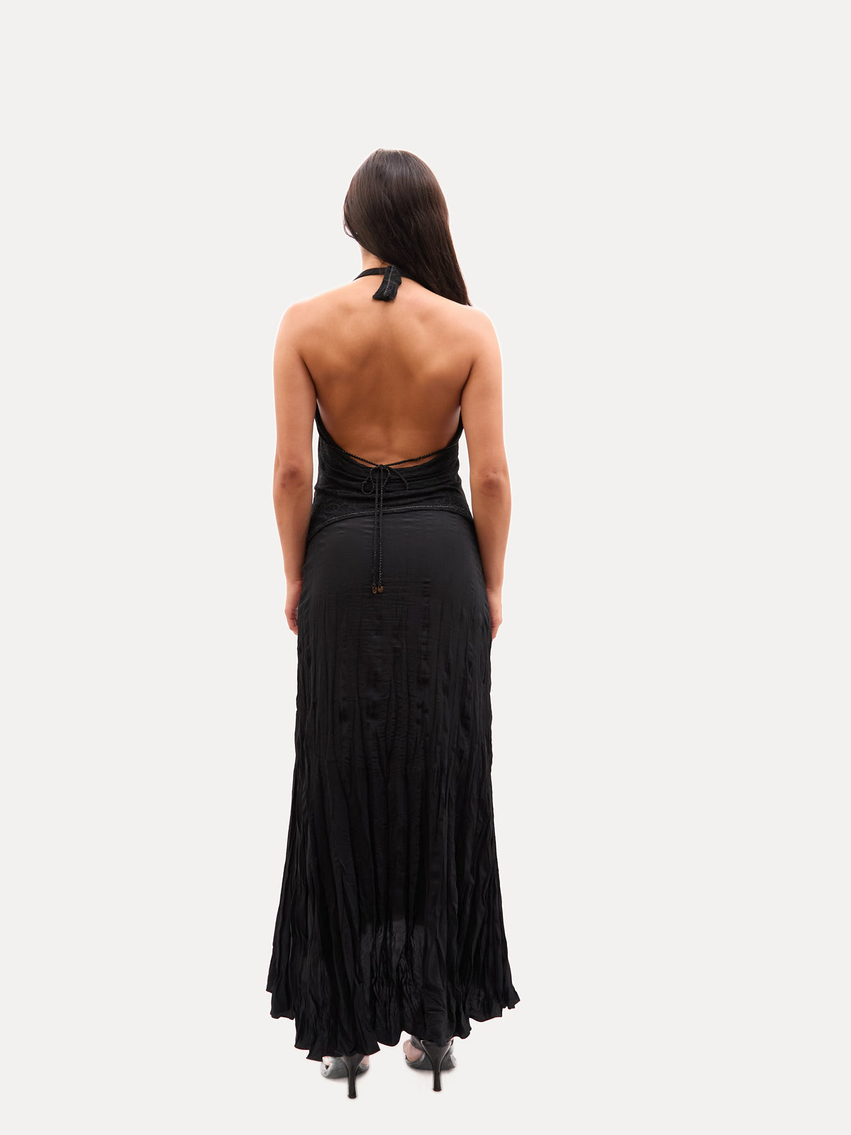 2000s Just Cavalli Black Embroidery Halter Top