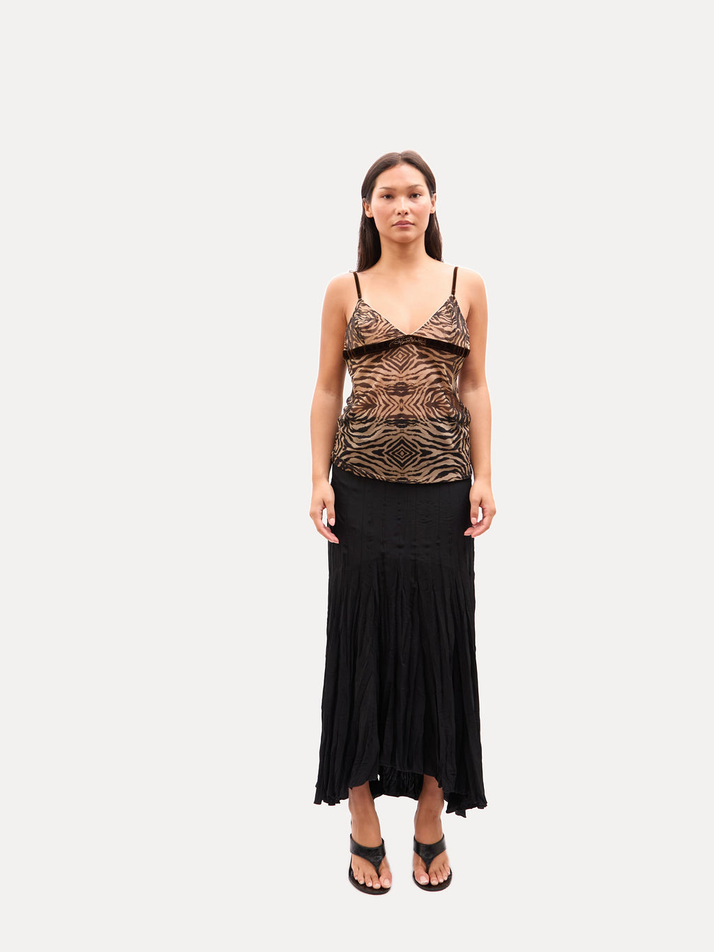 2000s Roberto Cavalli Brown Zebra Print Tank