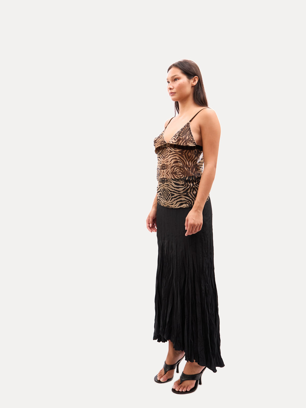 2000s Roberto Cavalli Brown Zebra Print Tank
