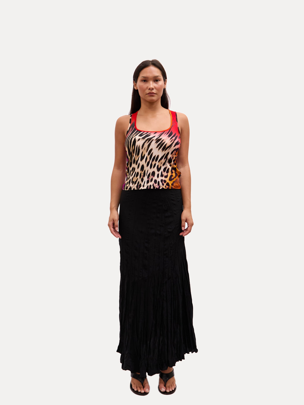 2000s Just Cavalli Multicolor Leopard Print Tank
