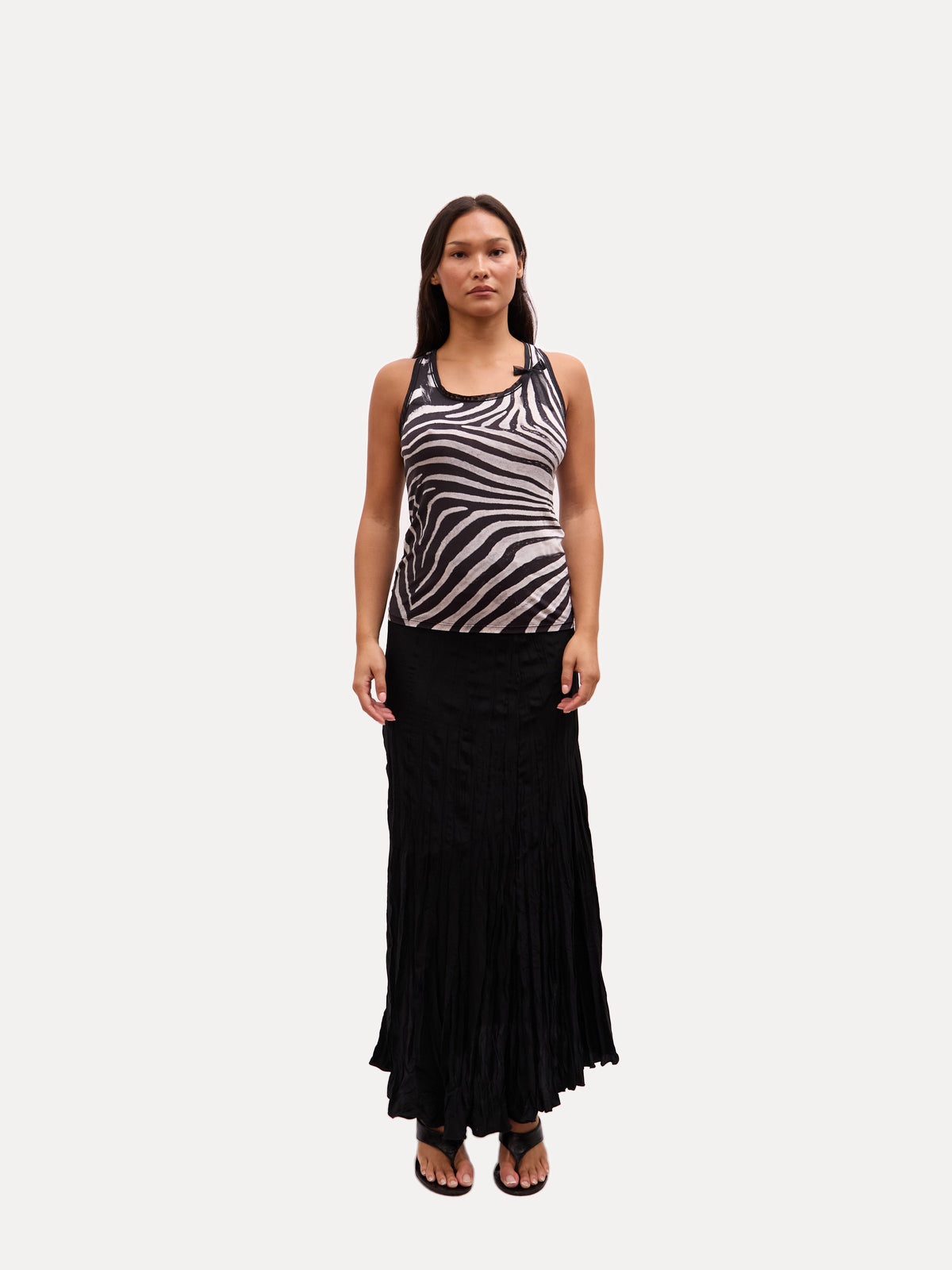2000s Just Cavalli Black And White Zebra Print Racerback Top