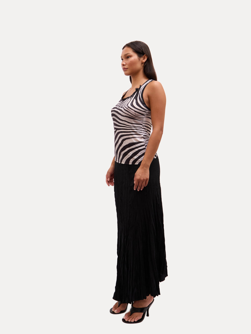 2000s Just Cavalli Black And White Zebra Print Racerback Top
