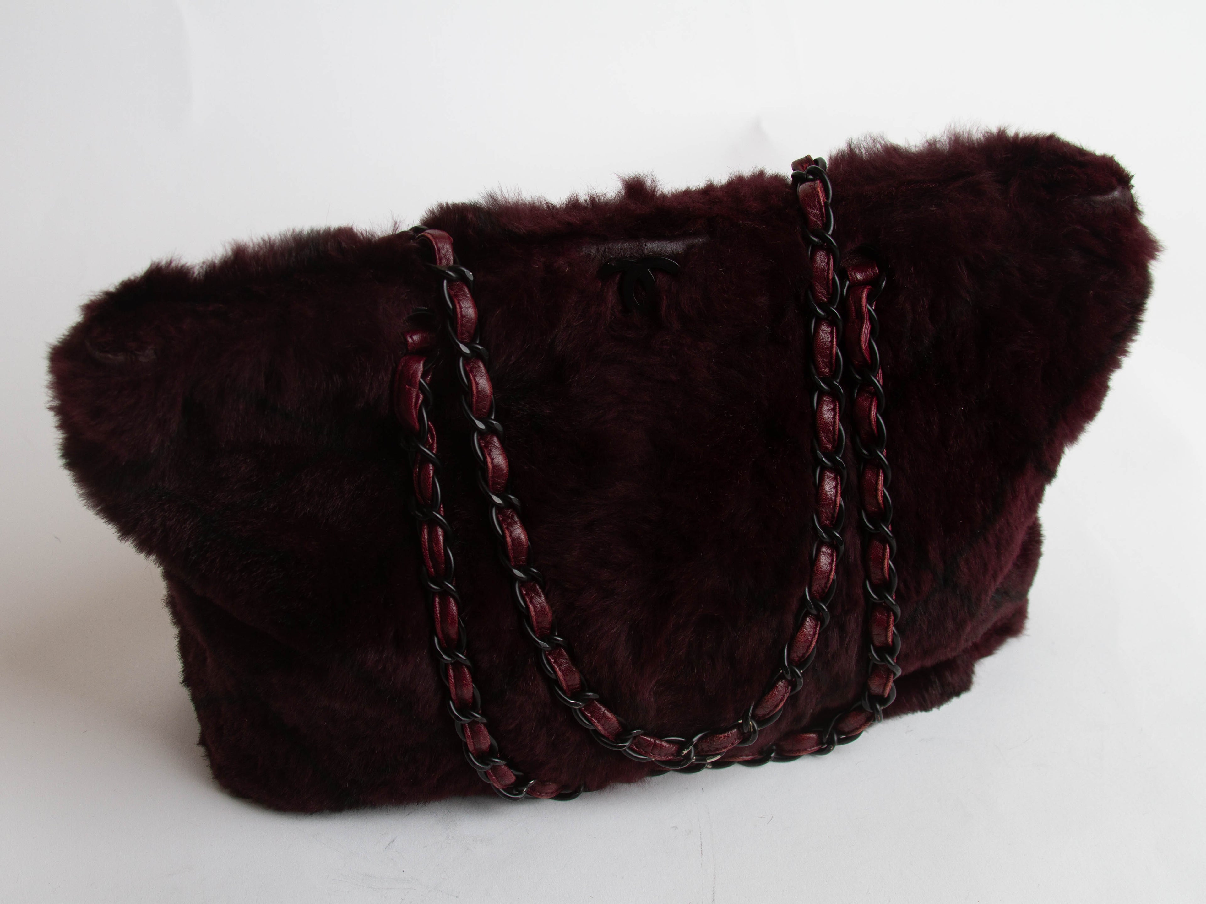 Chanel Rabbit Fur Lambskin Tote