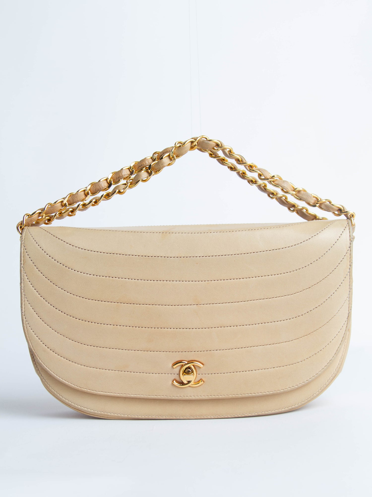 Chanel Beige Half Moon Bag