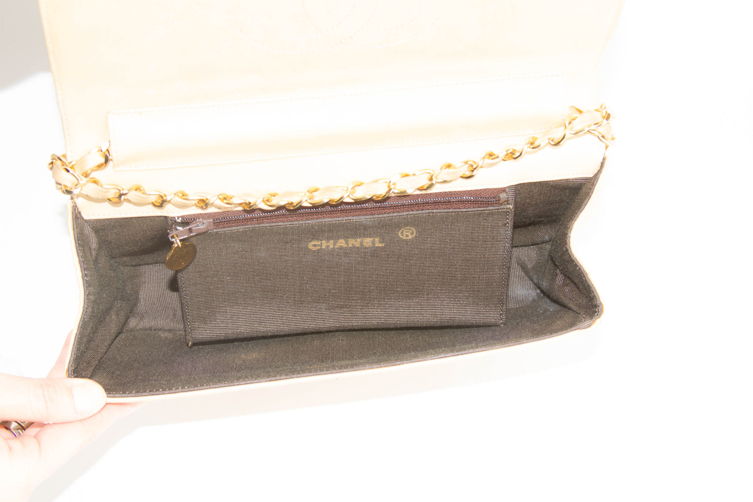 Chanel Beige Half Moon Bag