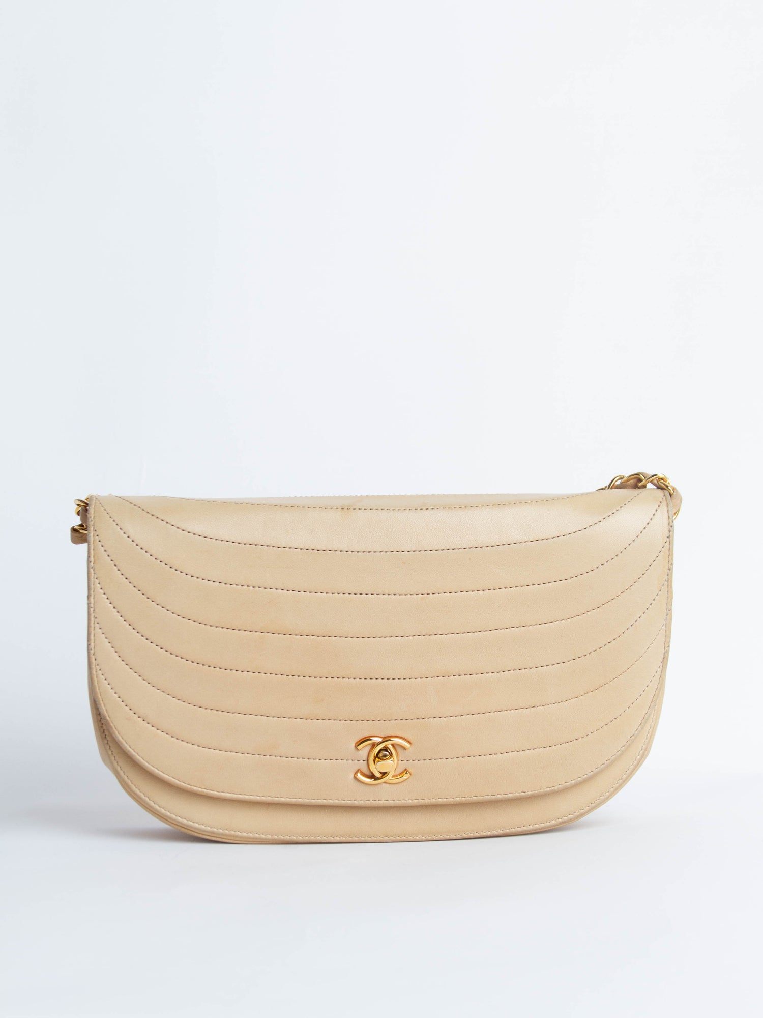 Chanel Beige Half Moon Bag