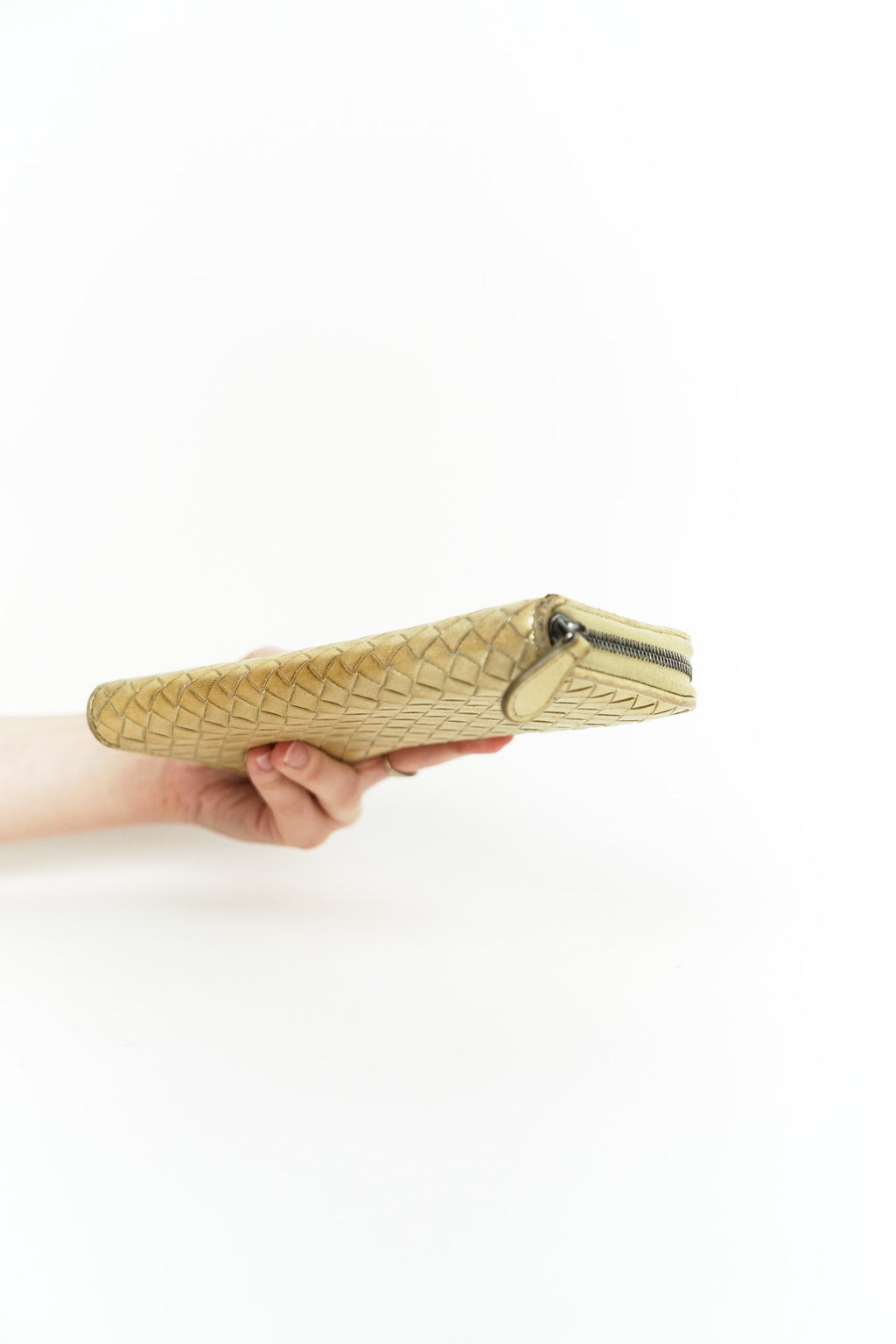Bottega Gold Leather Weave Wallet