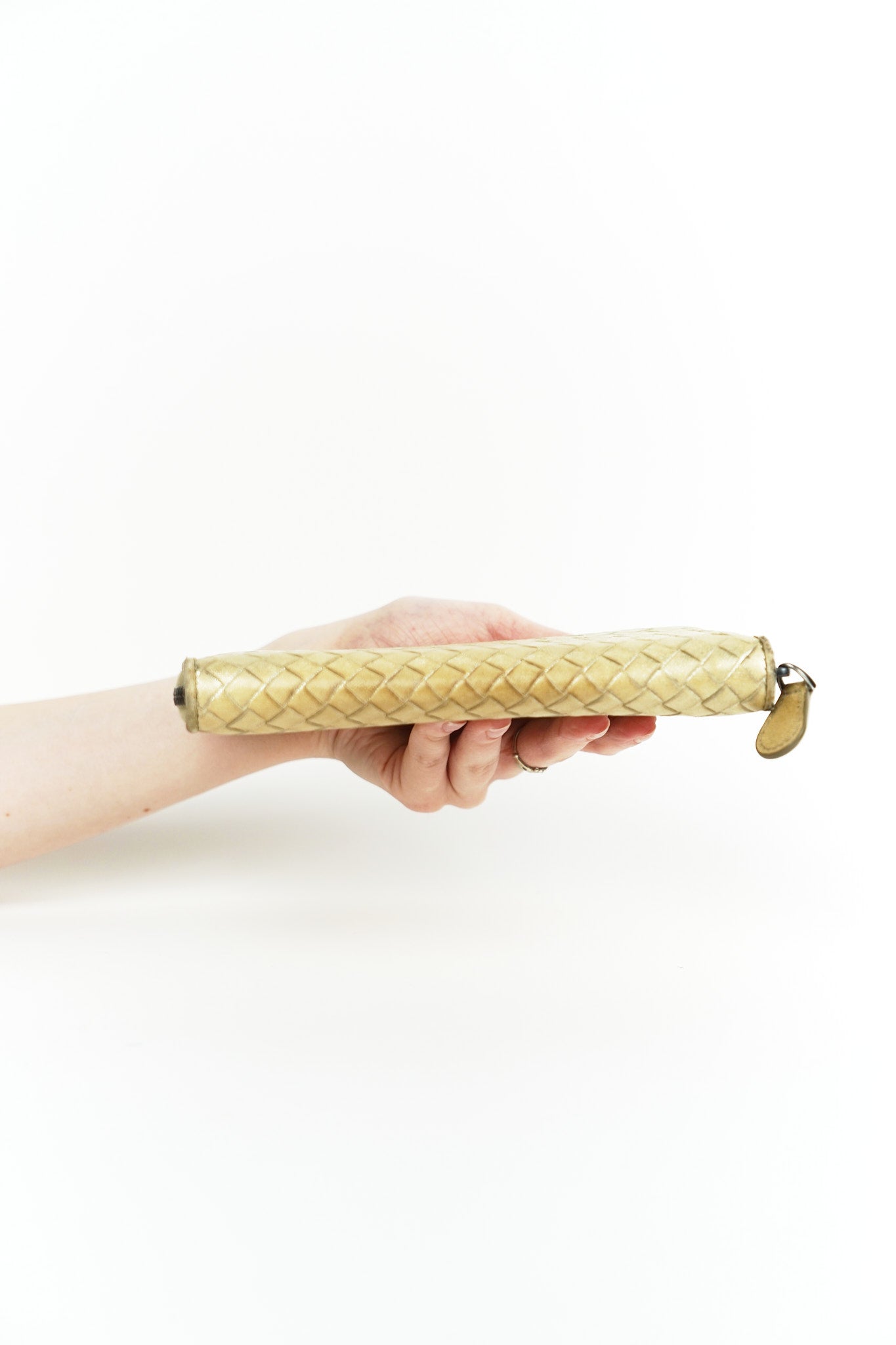 Bottega Gold Leather Weave Wallet