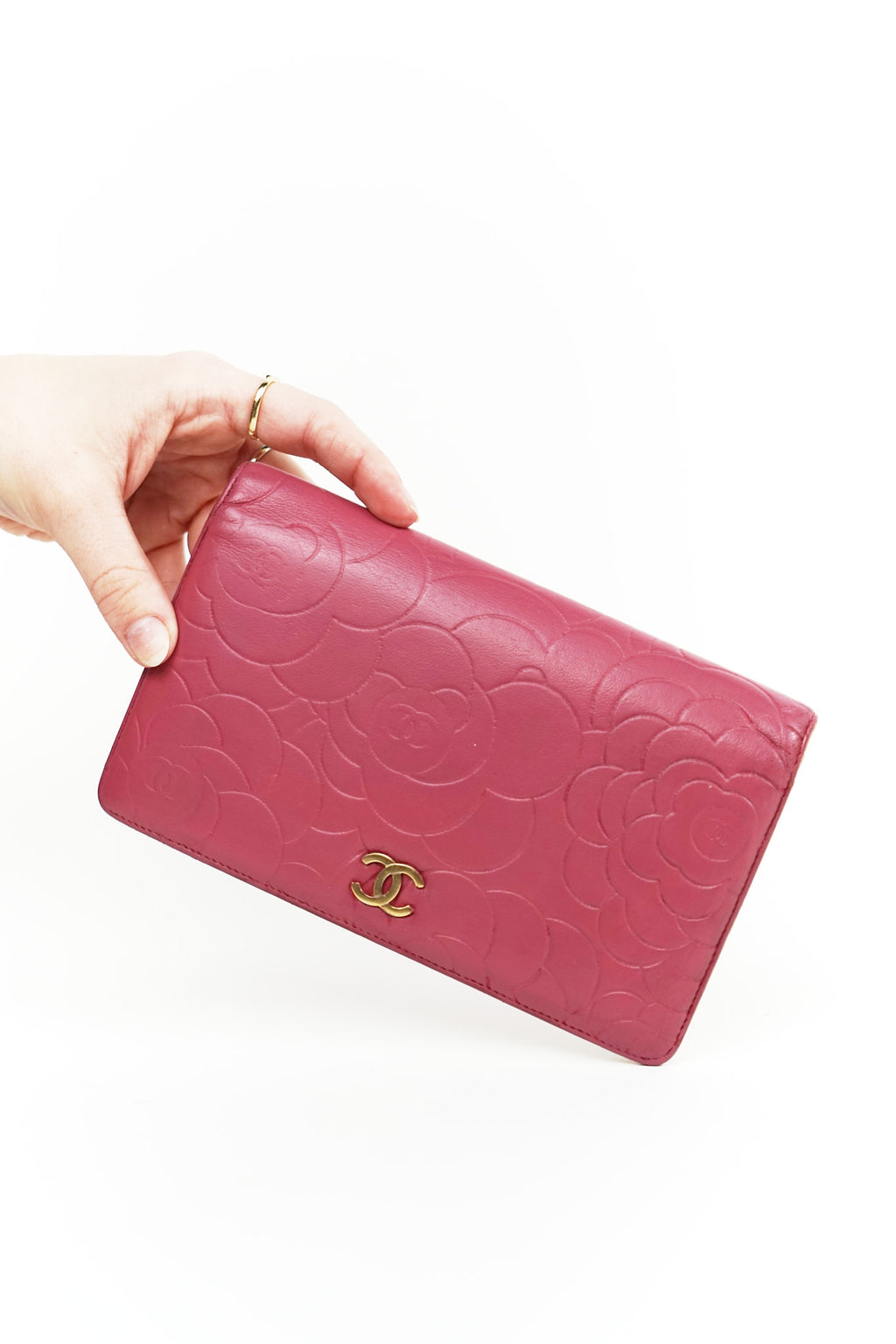 Bottega Gold Leather Weave Wallet