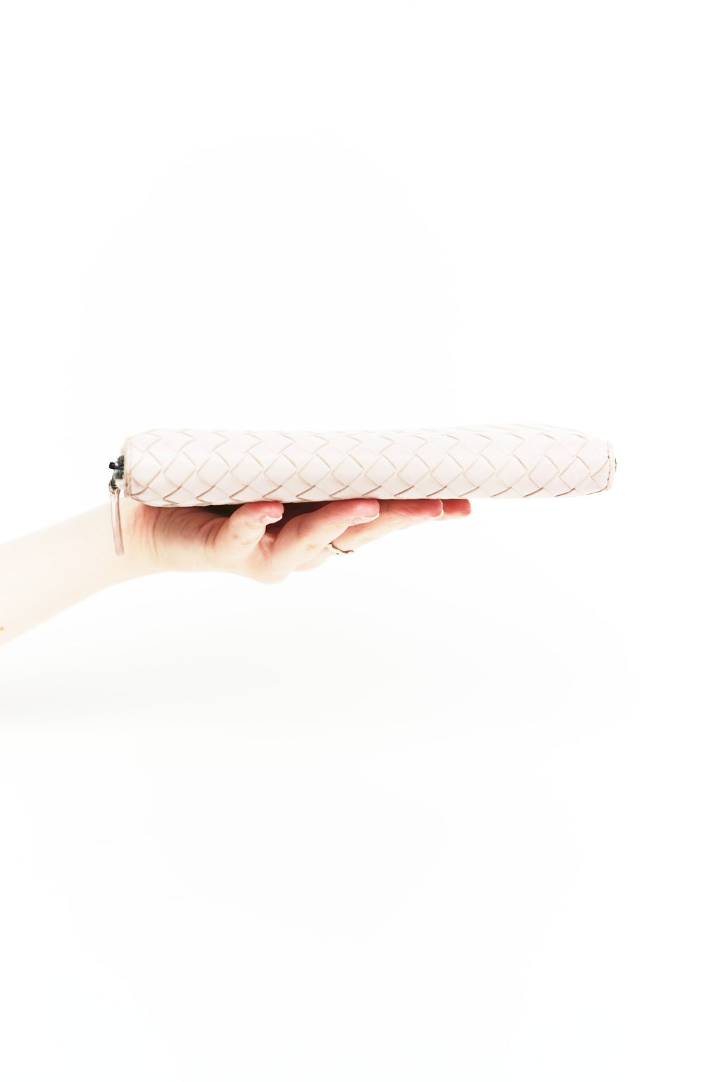 Bottega Pink Leather Weave Wallet