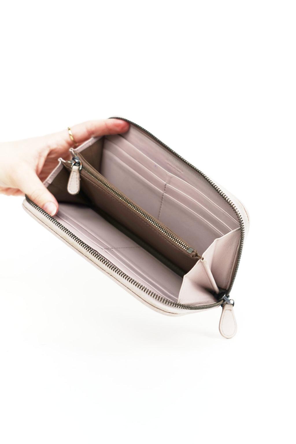 Bottega Pink Leather Weave Wallet