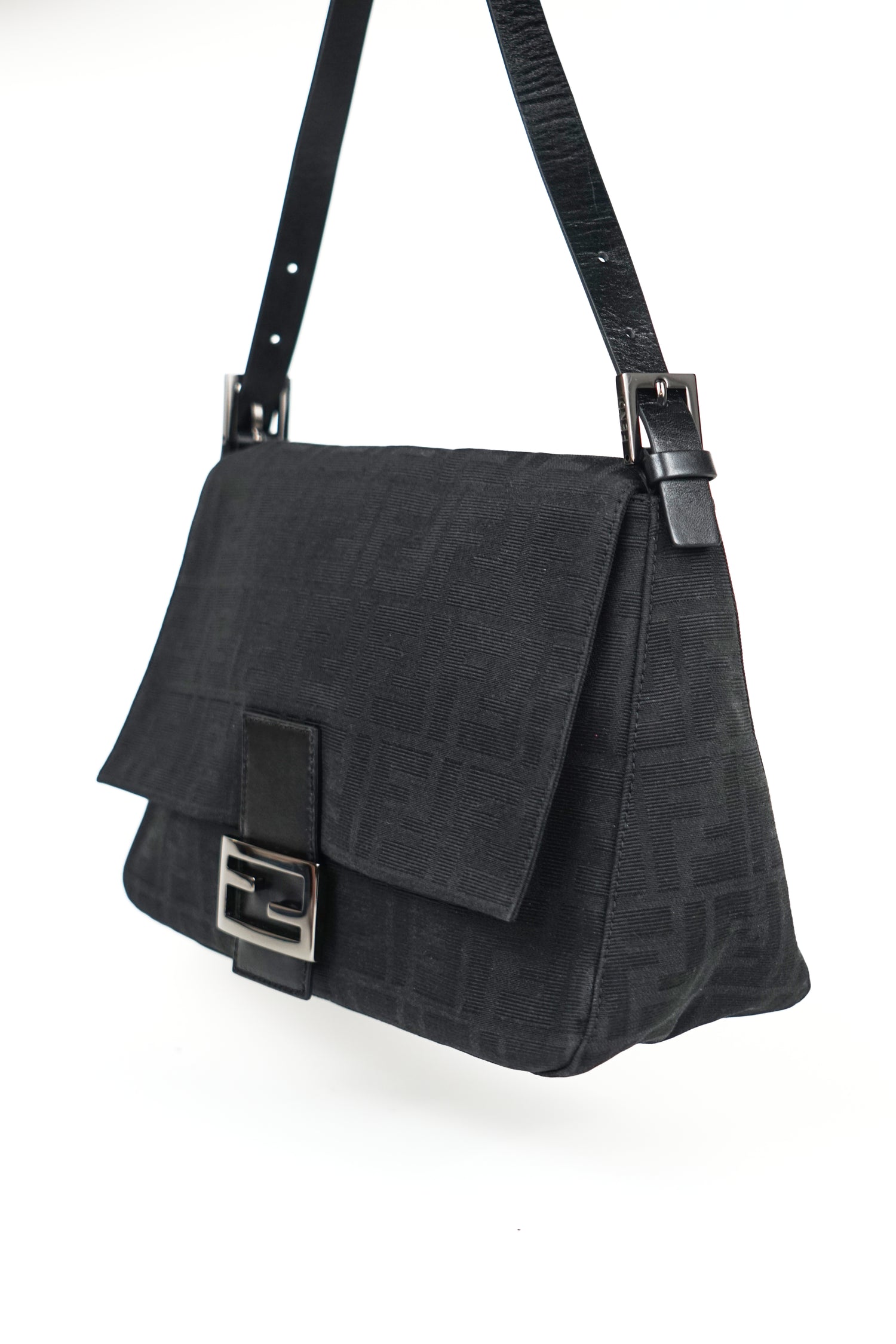 Fendi Black Zucca Canvas Mamma Bag