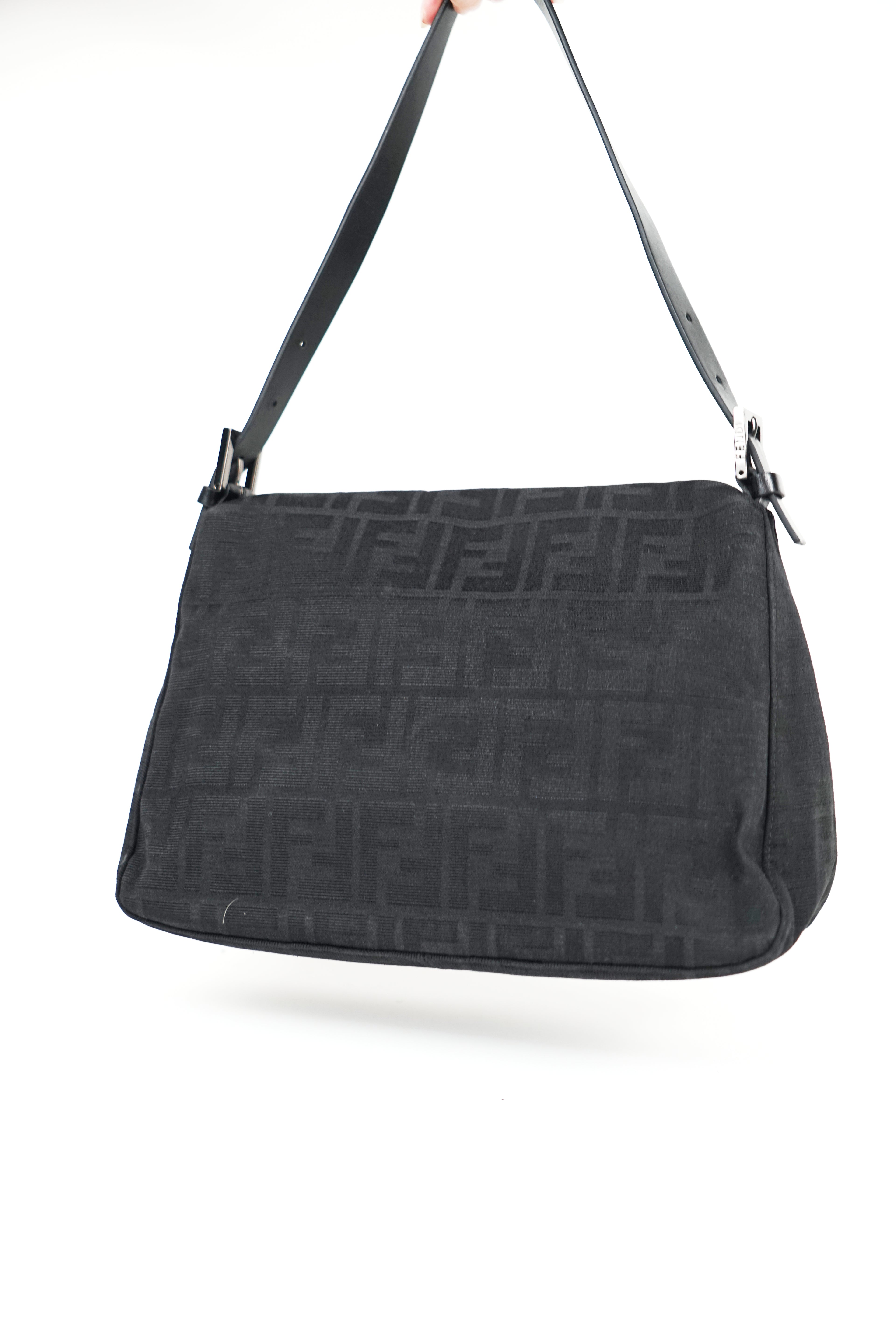 Fendi Black Zucca Canvas Mamma Bag