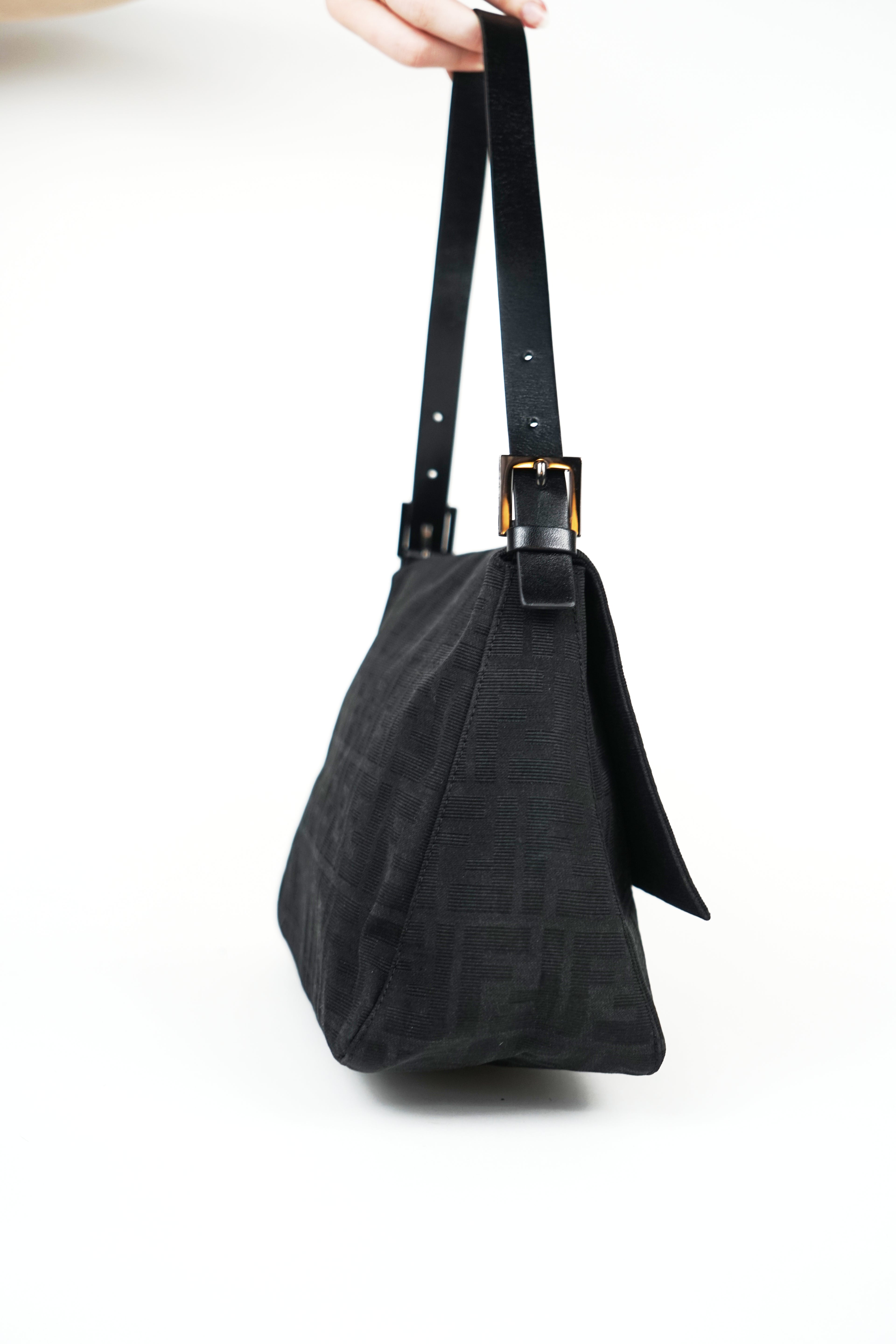 Fendi Black Zucca Canvas Mamma Bag