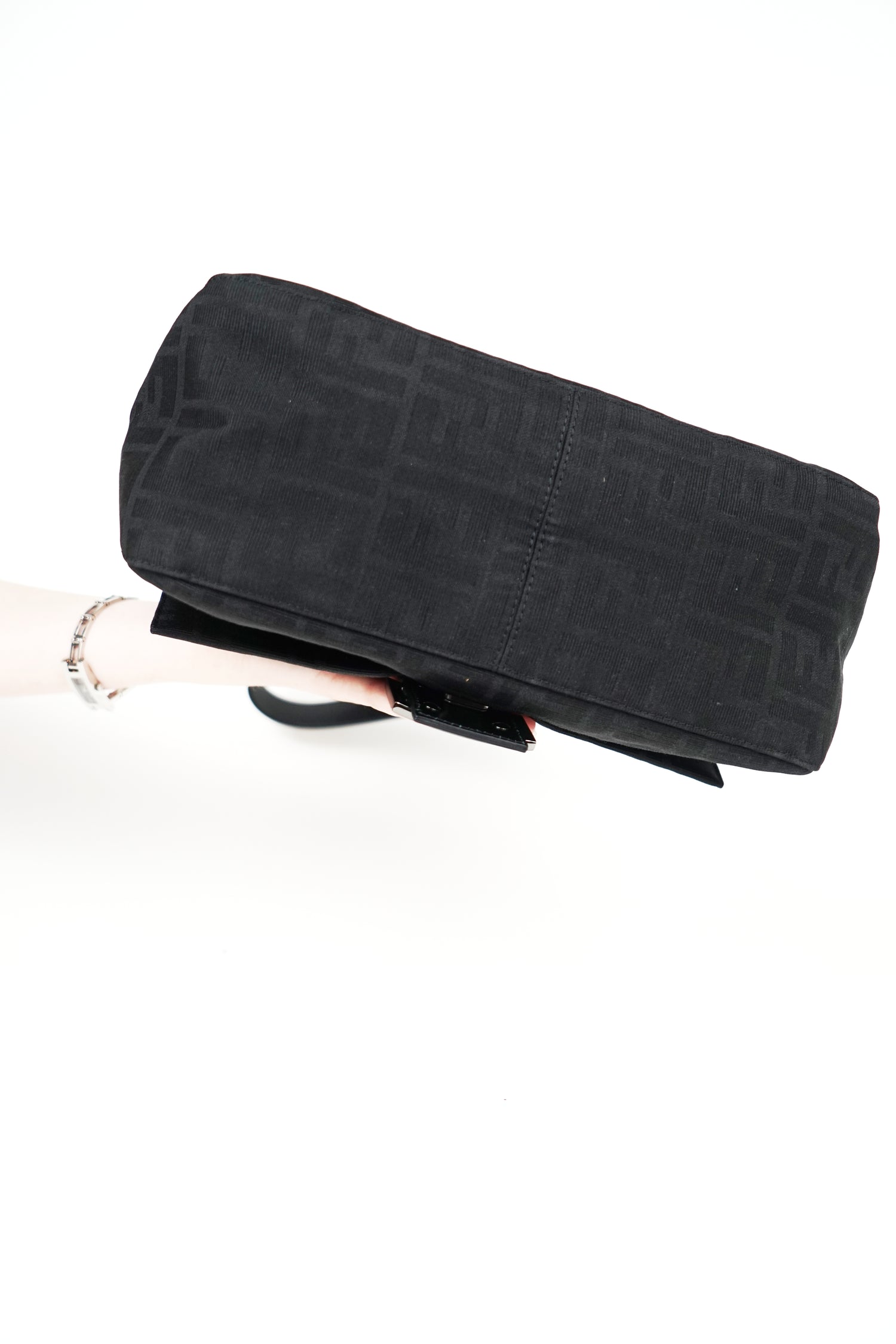 Fendi Black Zucca Canvas Mamma Bag