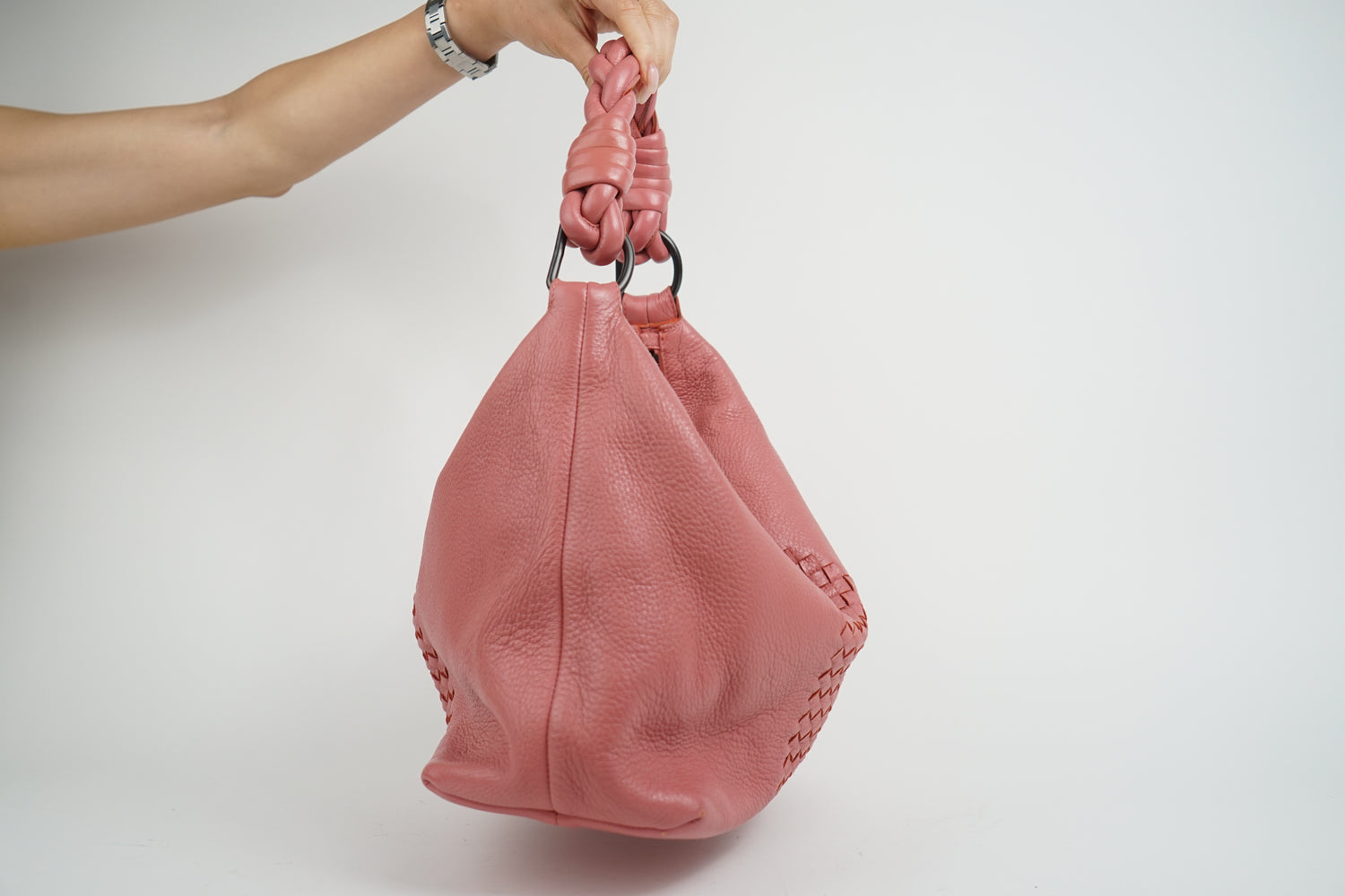 Bottega Pink Woven Leather Tote
