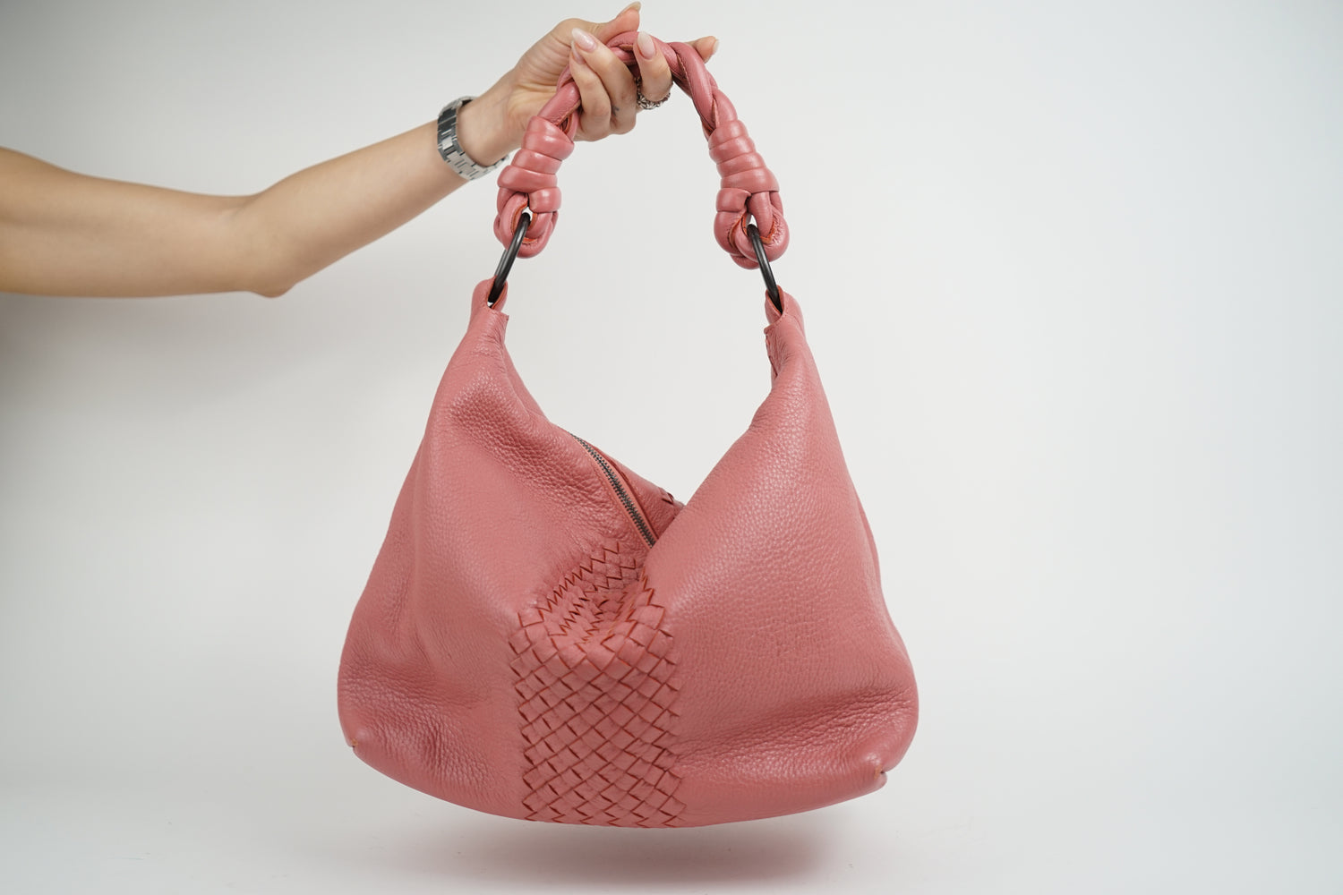 Bottega Pink Woven Leather Tote