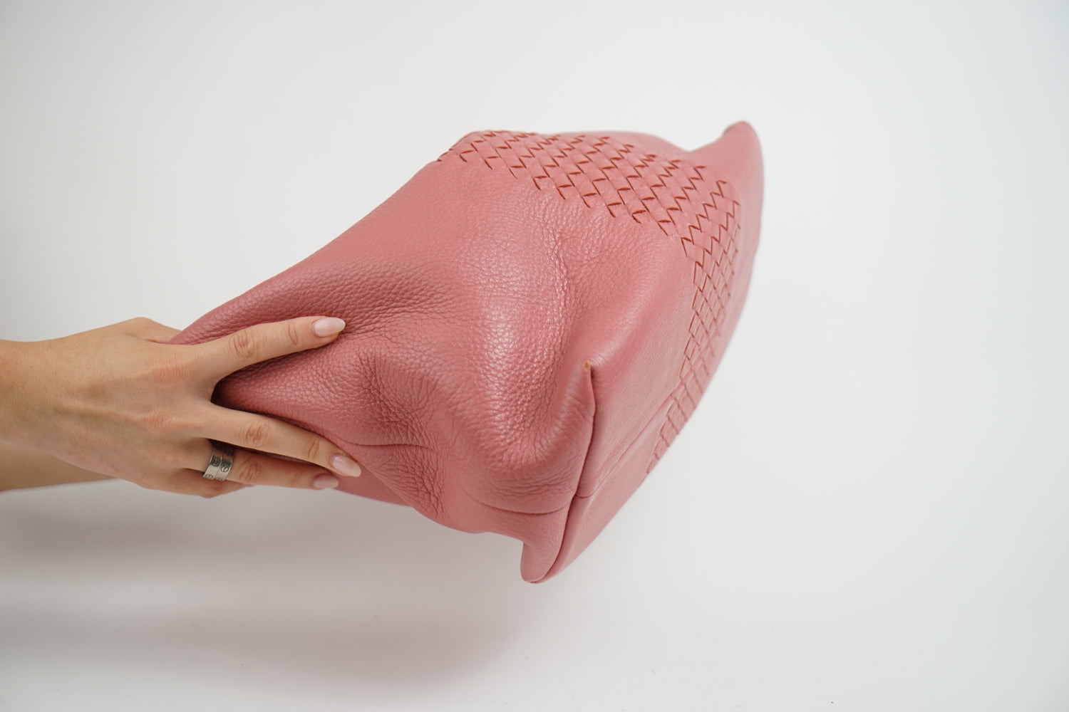Bottega Pink Woven Leather Tote