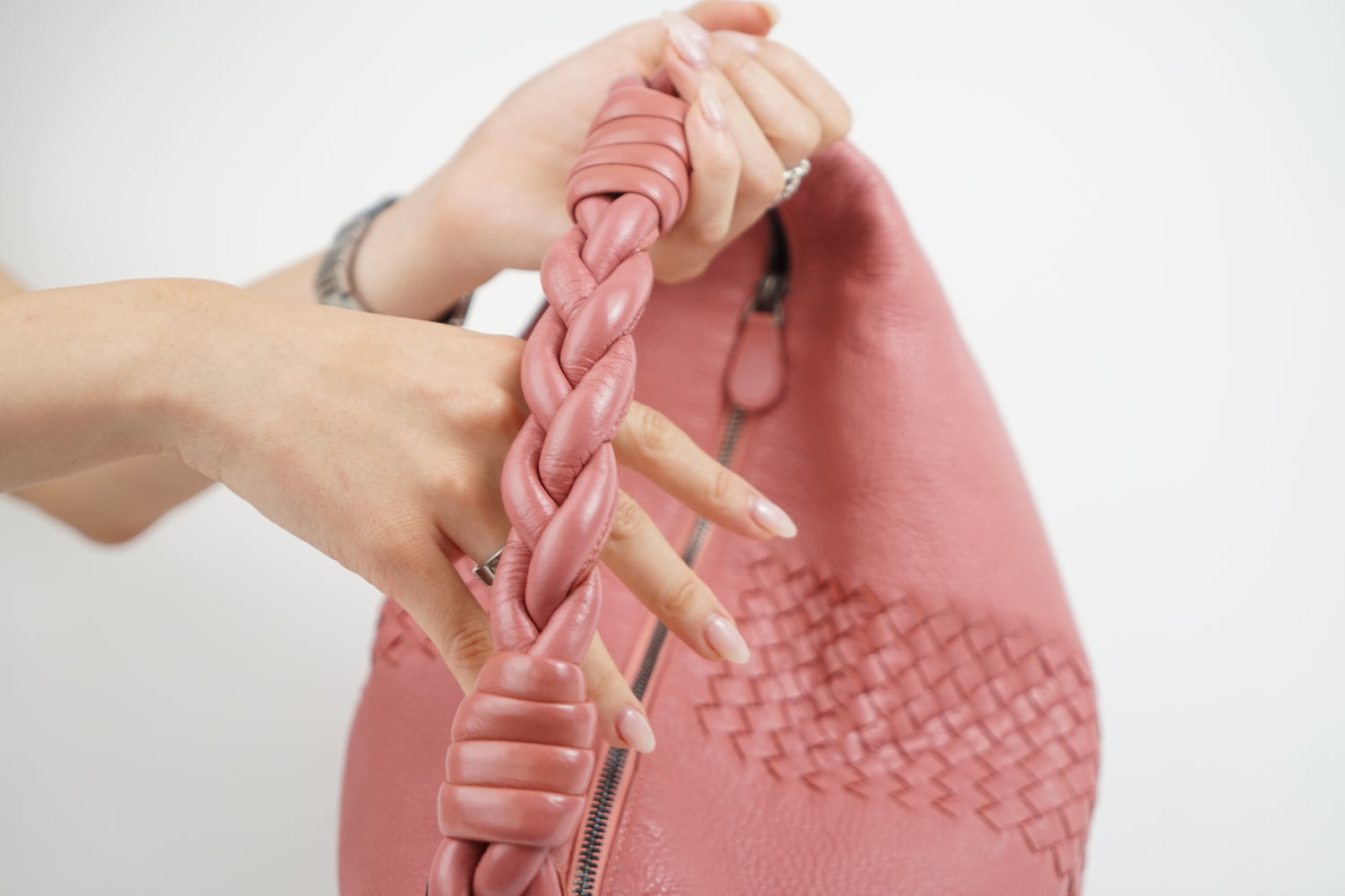 Bottega Pink Woven Leather Tote