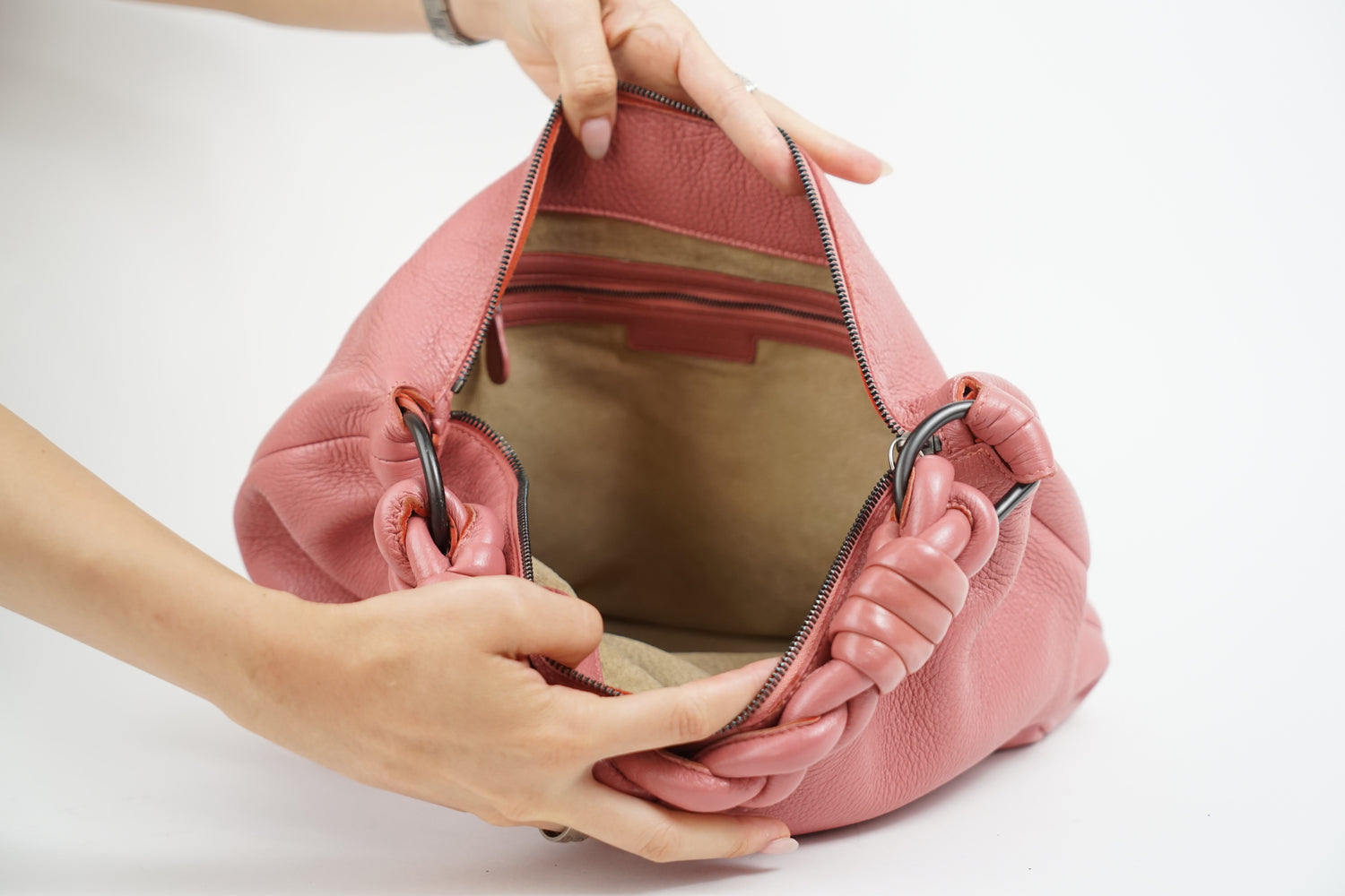 Bottega Pink Woven Leather Tote