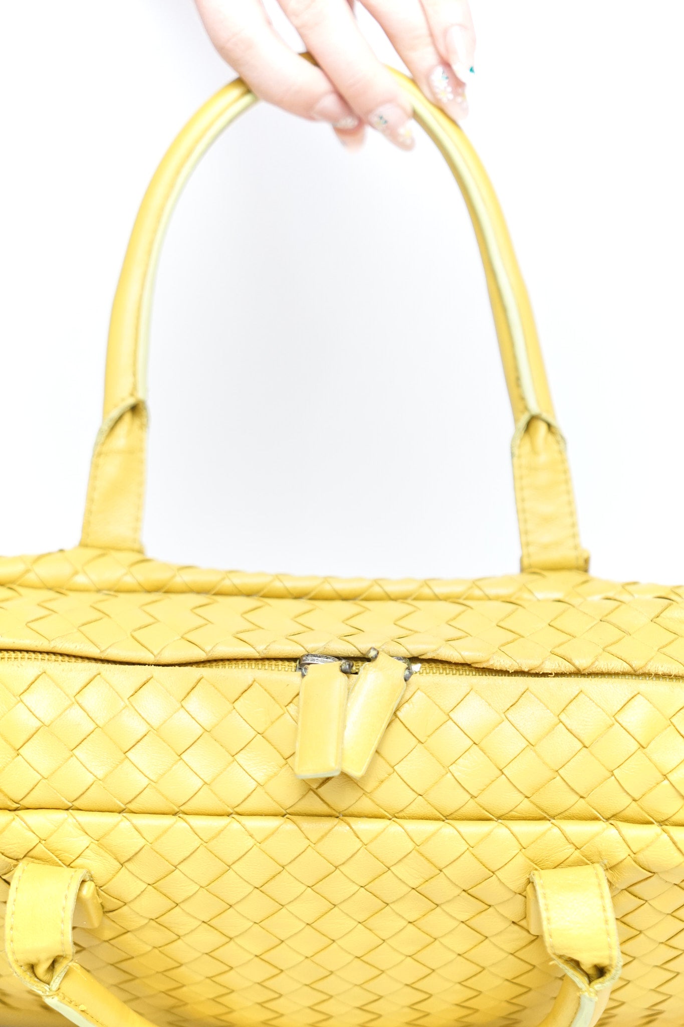 Bottega Venetta Yellow Intrecciato Leather Handbag