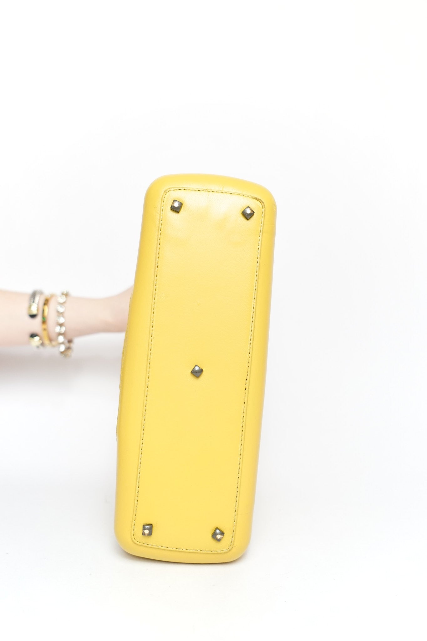 Bottega Venetta Yellow Intrecciato Leather Handbag