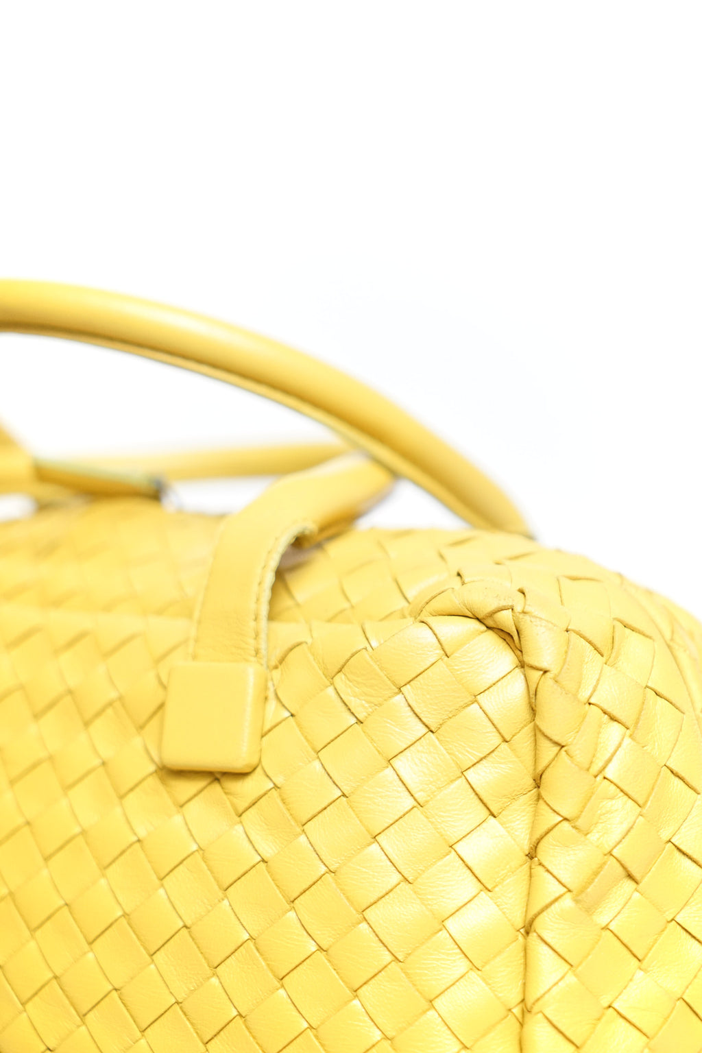 Bottega Venetta Yellow Intrecciato Leather Handbag