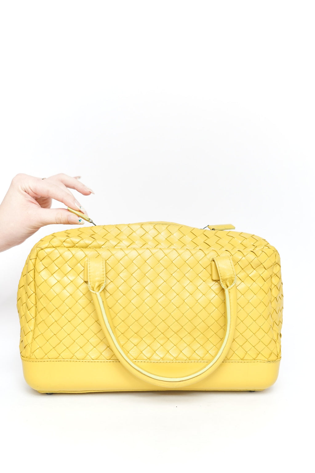 Bottega Venetta Yellow Intrecciato Leather Handbag