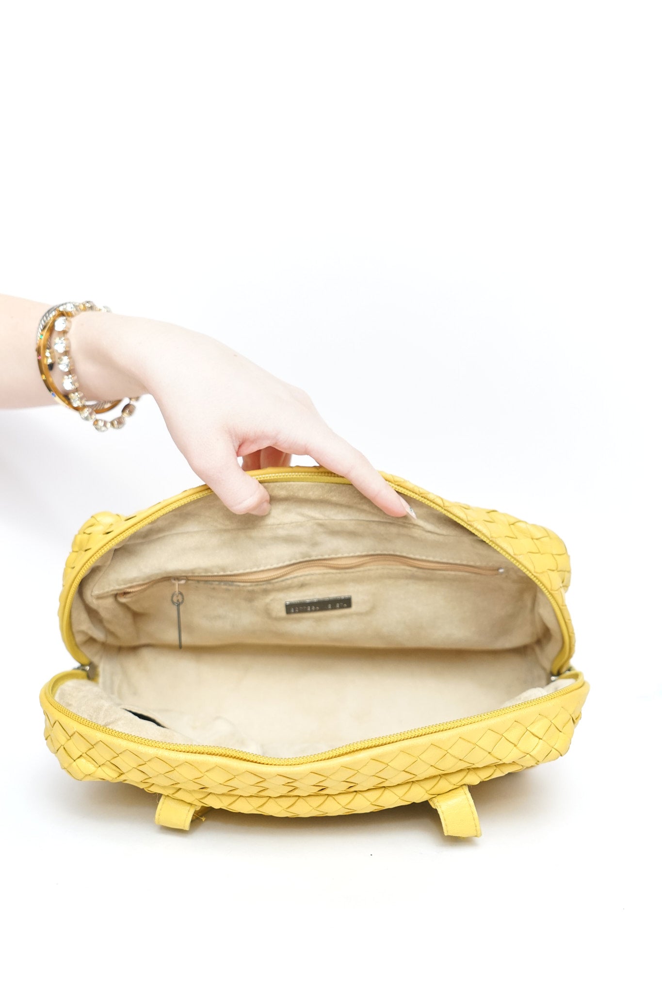 Bottega Venetta Yellow Intrecciato Leather Handbag