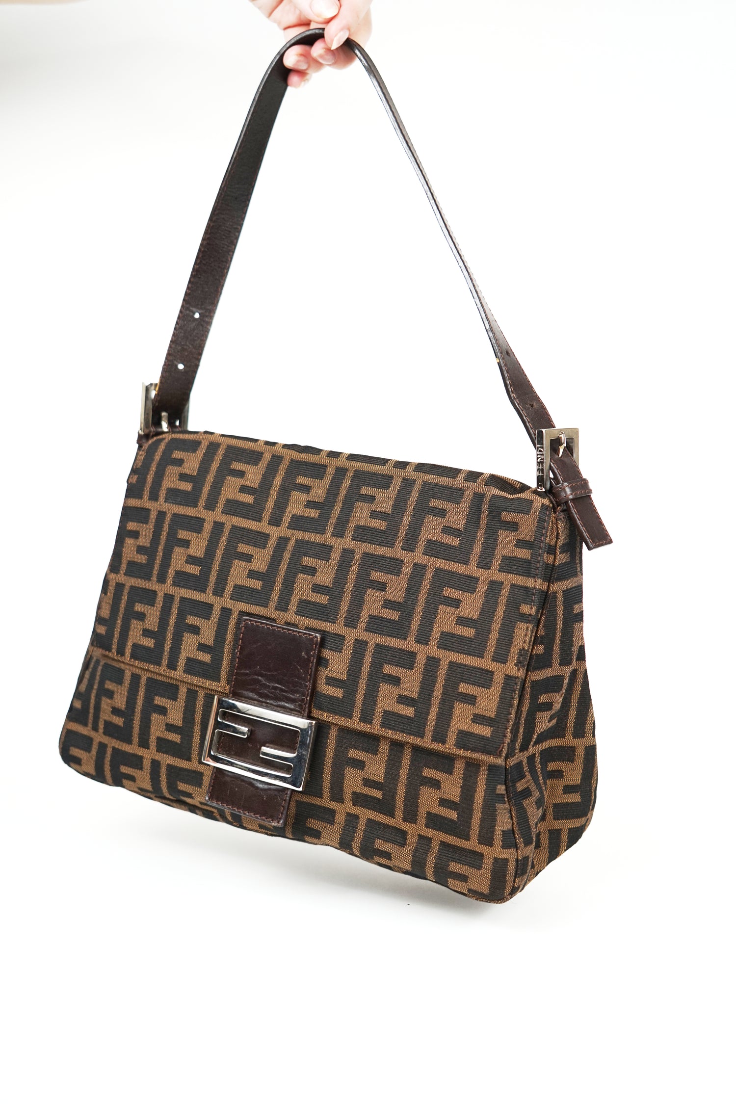 Fendi Brown Zucca Monogram Mamma Shoulder Bag