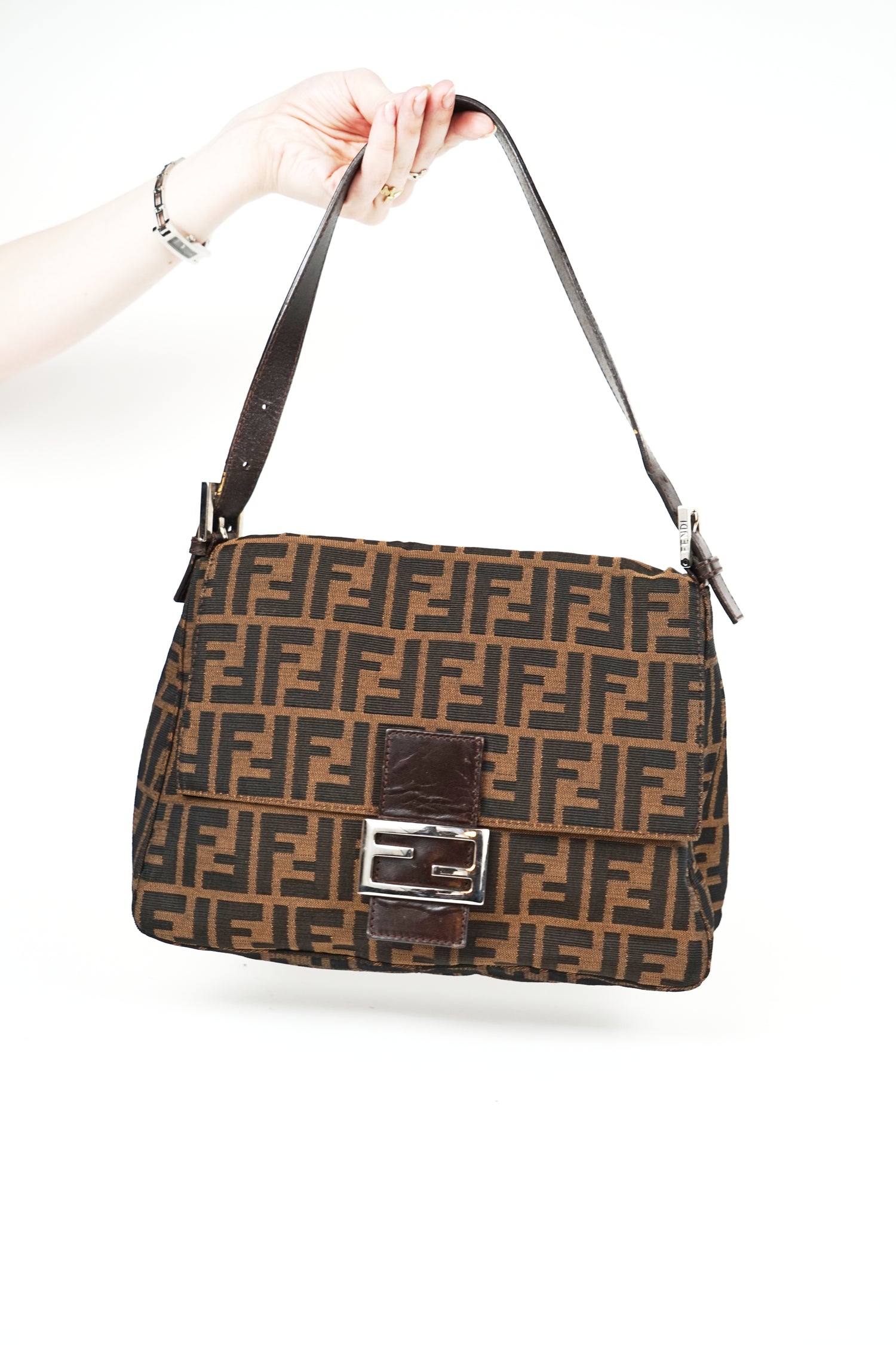 Fendi Brown Zucca Monogram Mamma Shoulder Bag