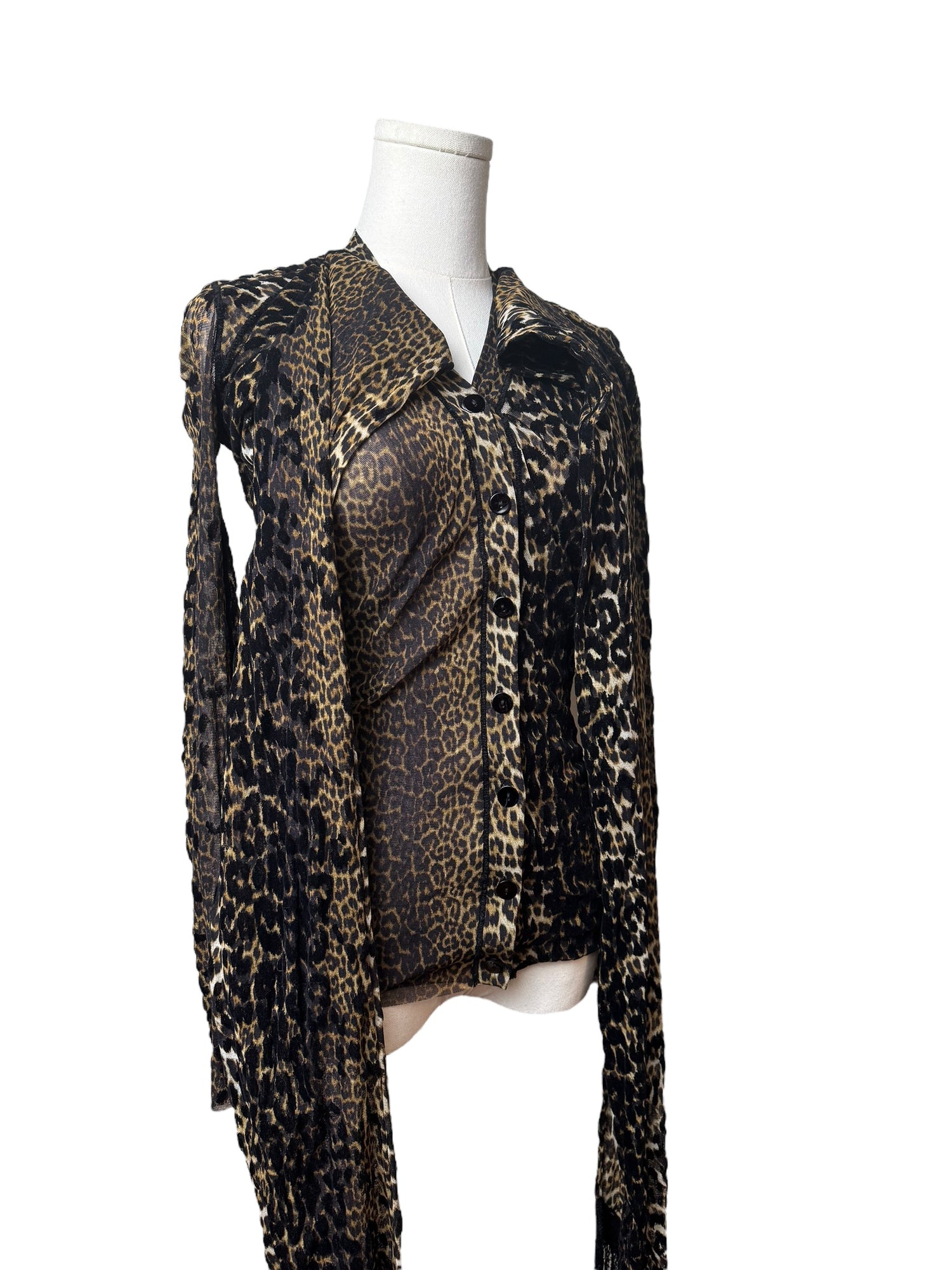 Jean Paul Gaultier Mesh Cheetah Print Top