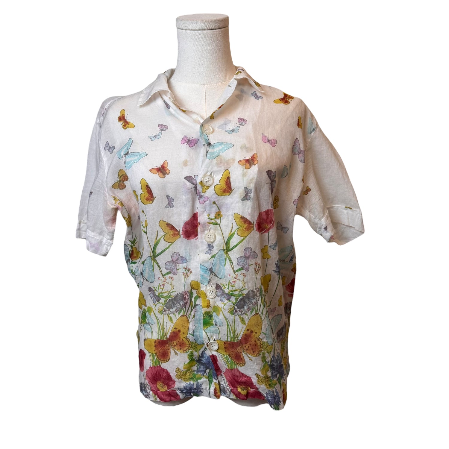 Dolce & Gabbana Butterfly Short Sleeve Button Up