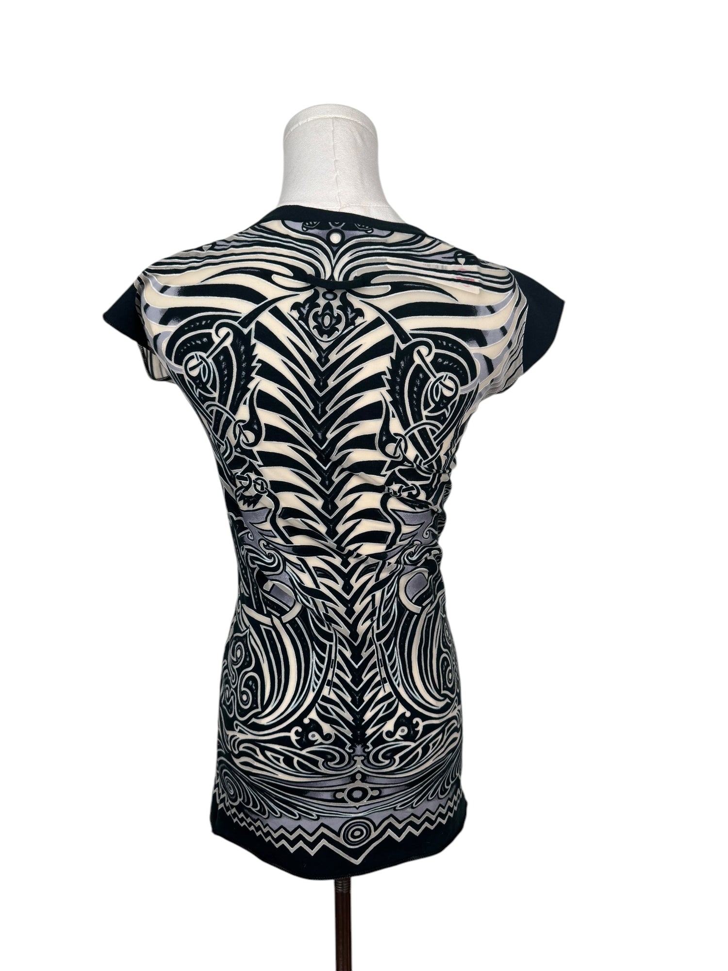 Jean Paul Gaultier Black & White Tribal Print Top