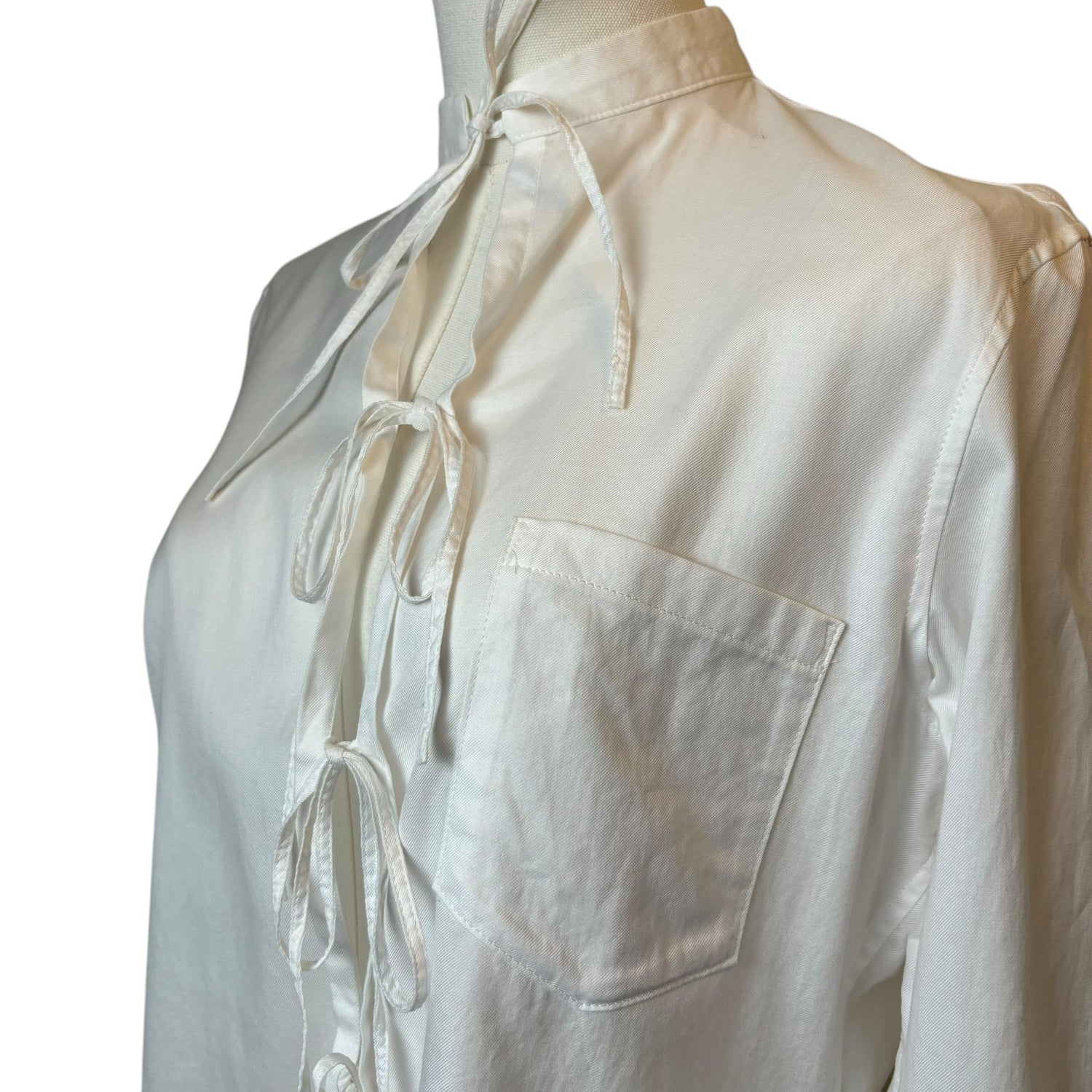 Y’s Yohji Yamamoto White Front Tie Top