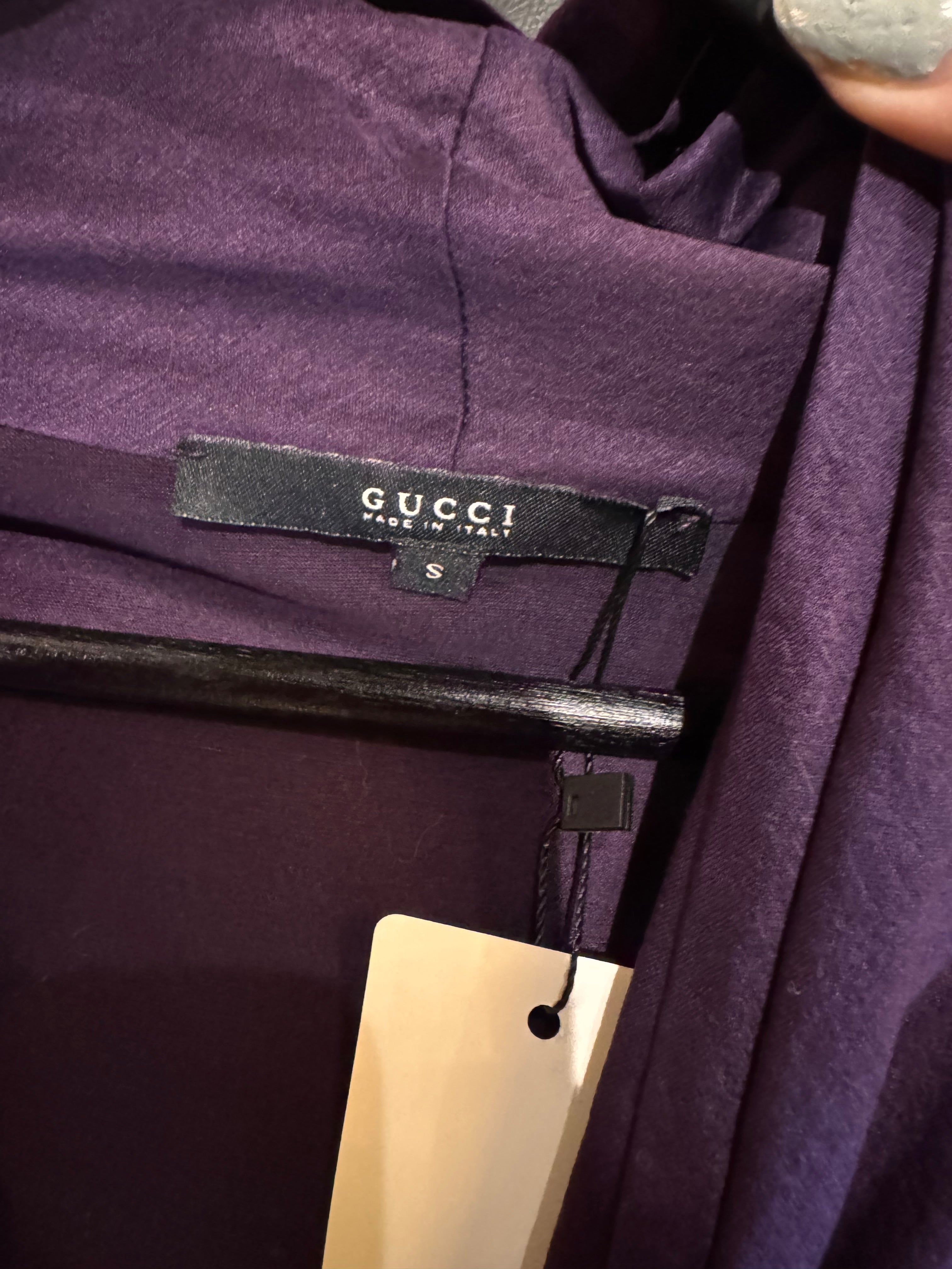 Gucci Purple Brooch Long Sleeve Top