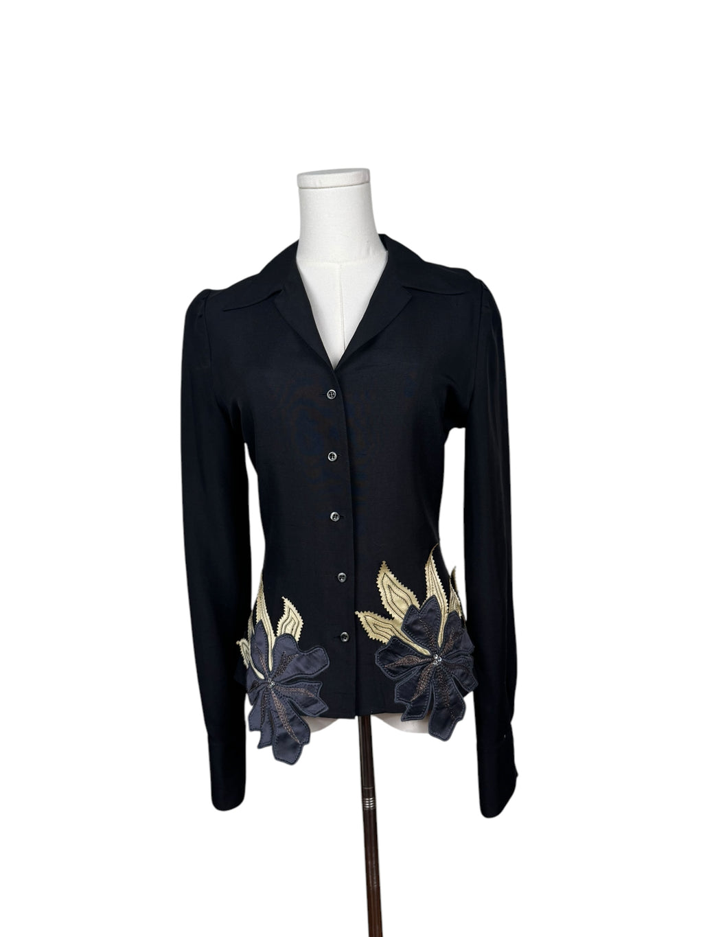 Chloe Silk Top w/ Flower Embroidery
