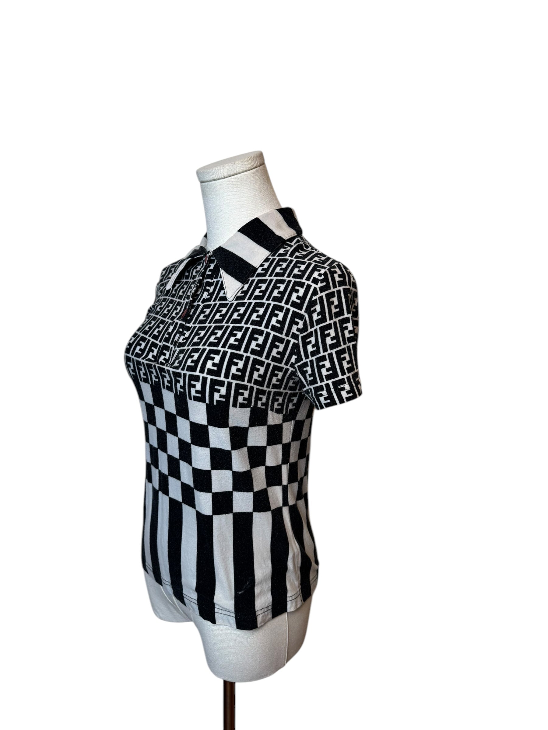 Fendi Black and White Polo Top