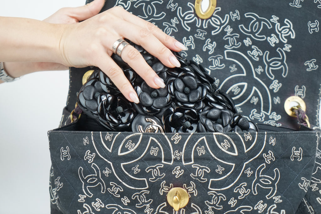 Chanel Bandana Printed Canvas and Rattan Bag, 2000's