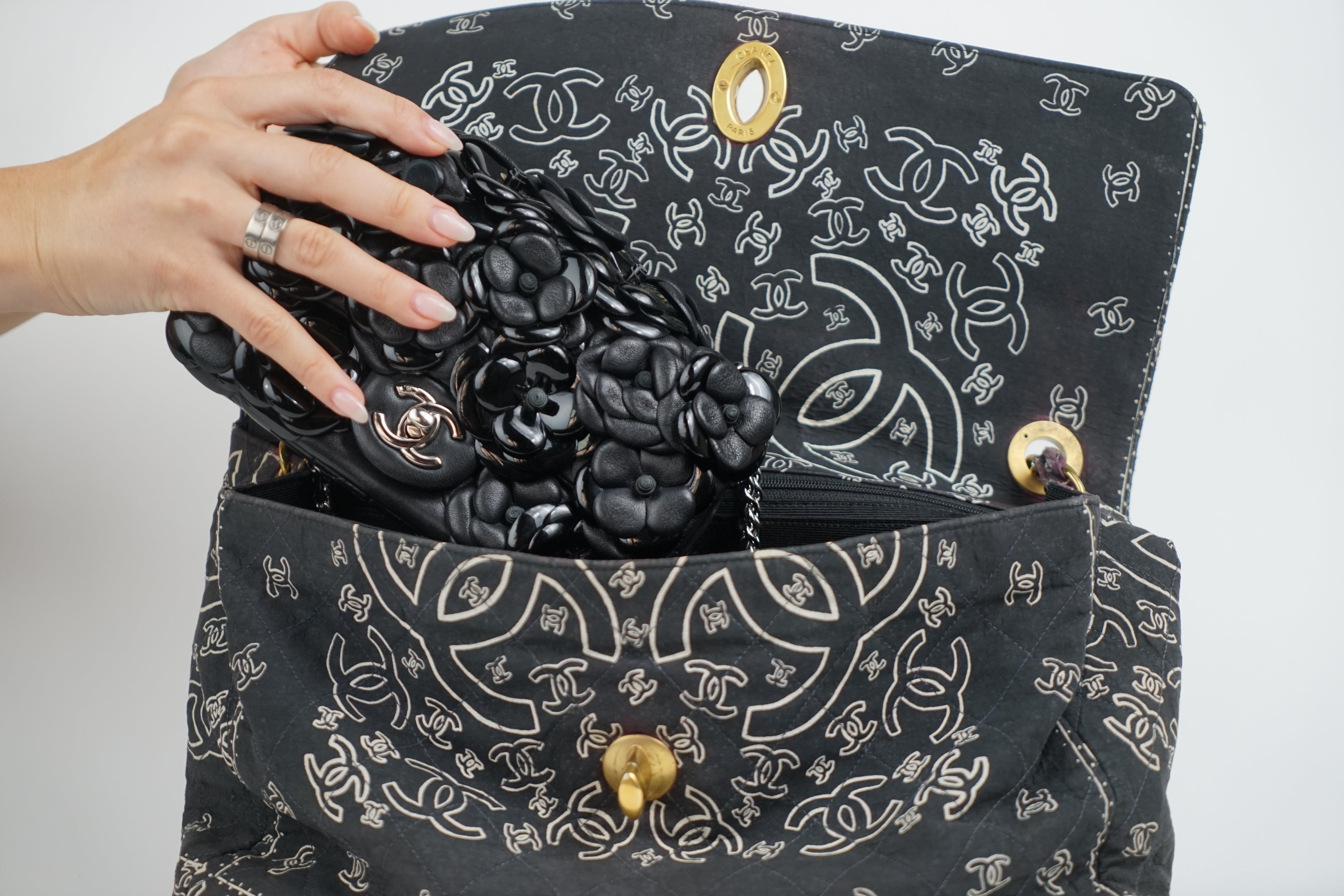 Chanel Bandana Printed Canvas and Rattan Bag, 2000's